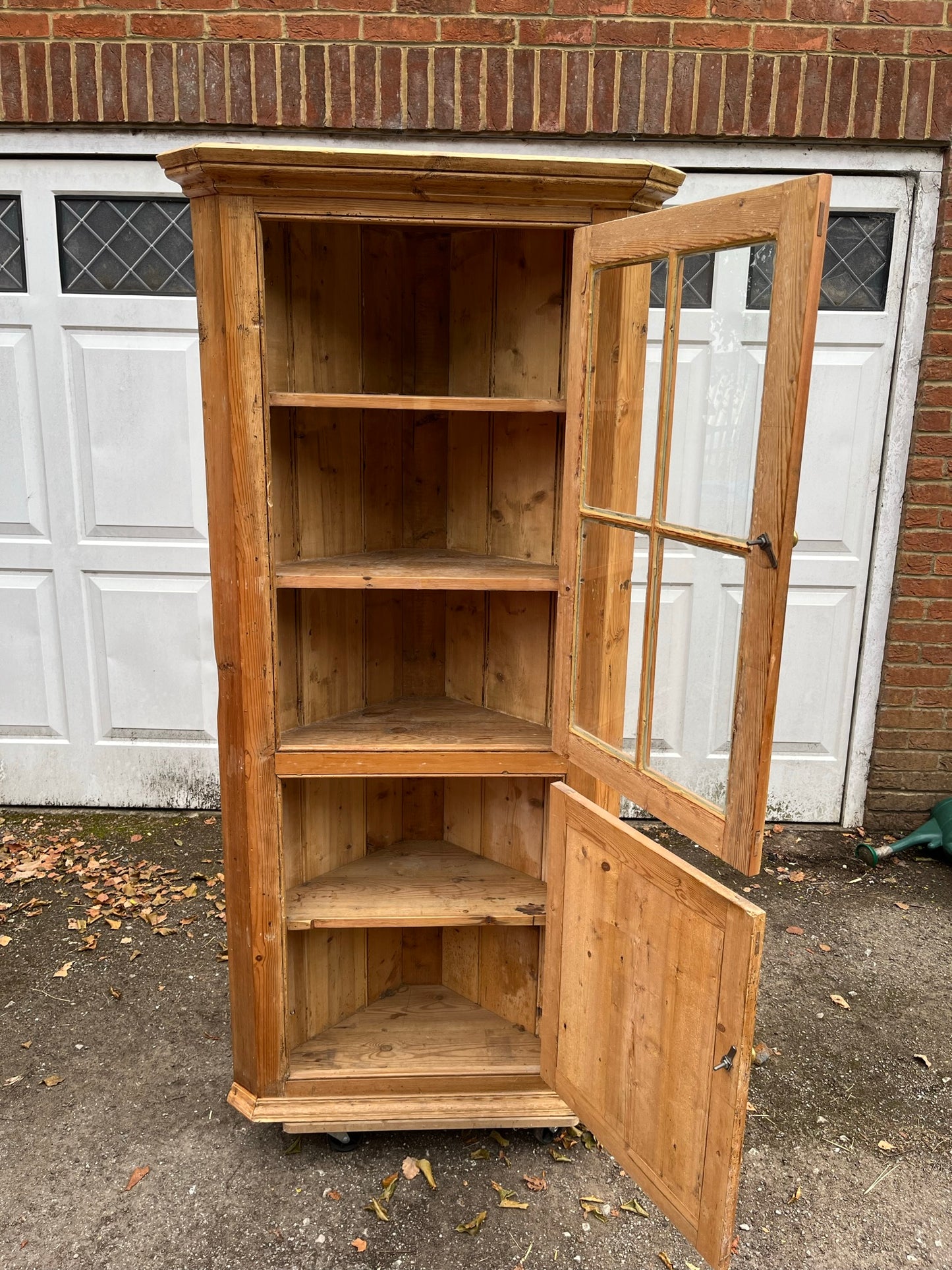 19th century pine corner cupboard