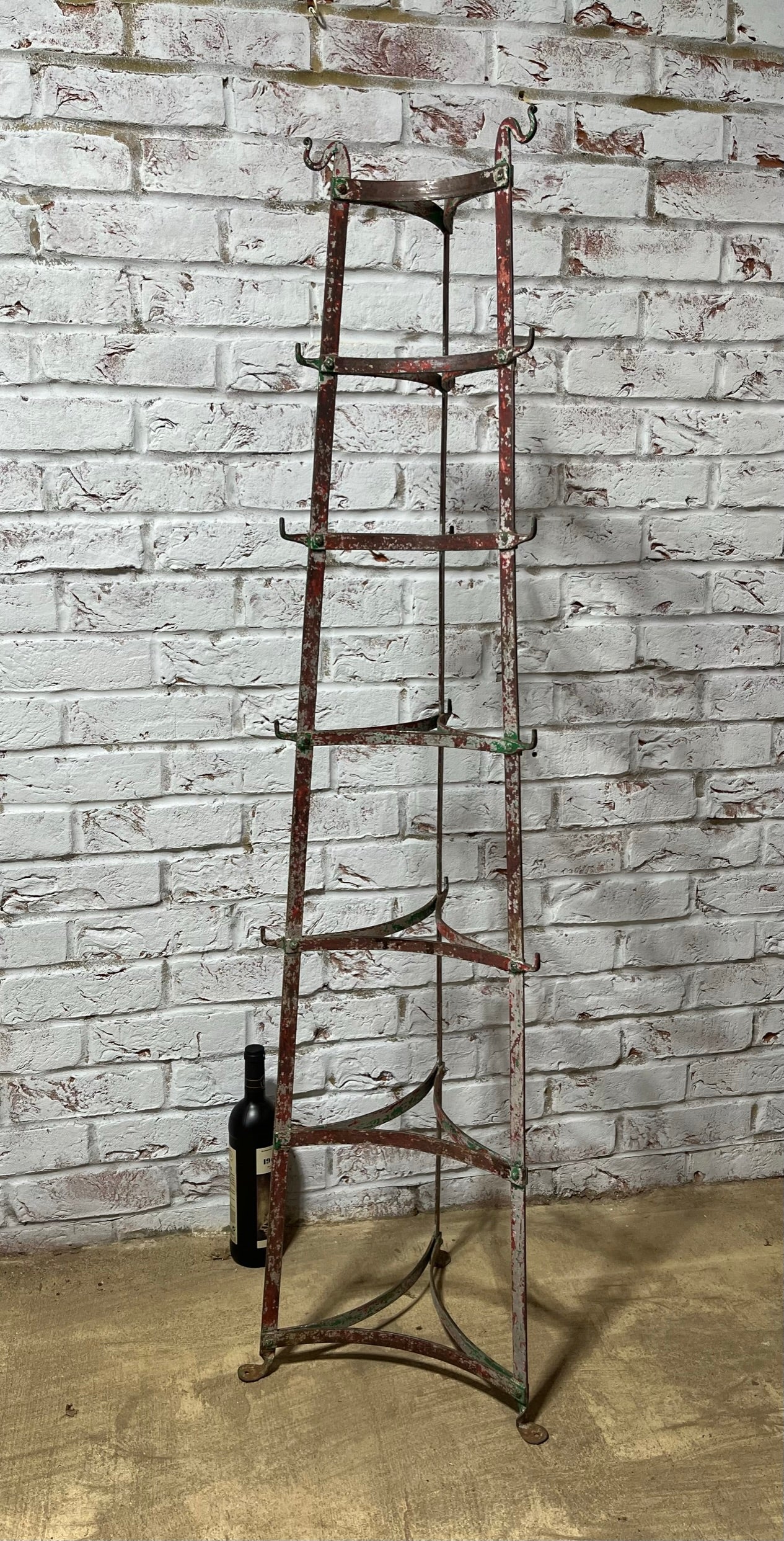 Large kitchen pots and pans rack with hooks.