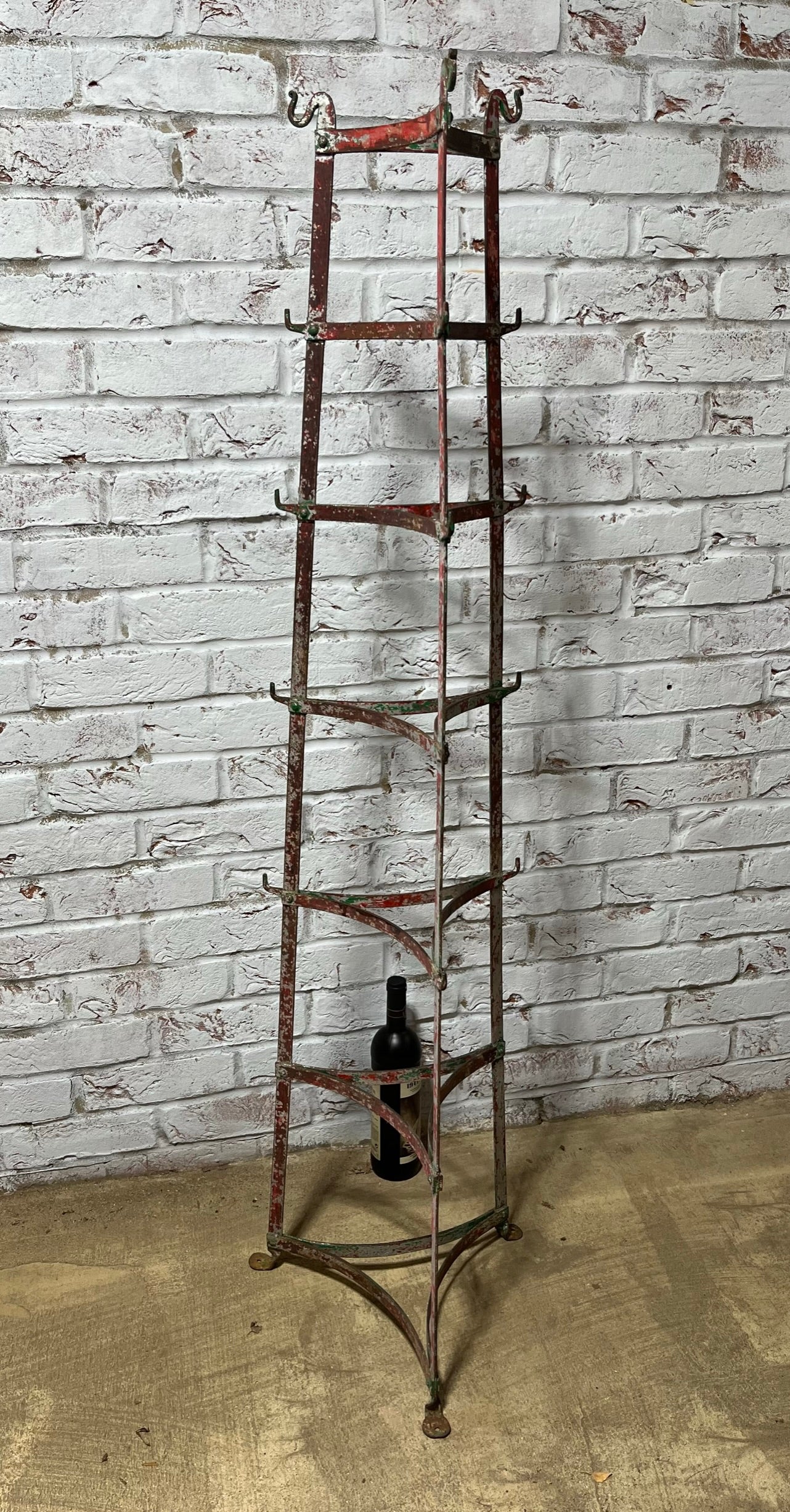 Large kitchen pots and pans rack with hooks.