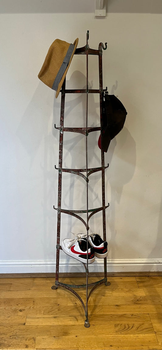 Large kitchen pots and pans rack with hooks.