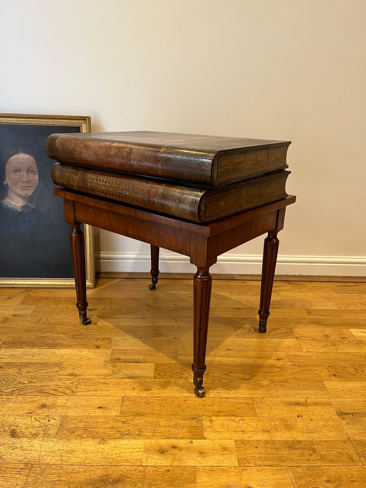 Maitland-Smith lamp table with hidden drawers.
