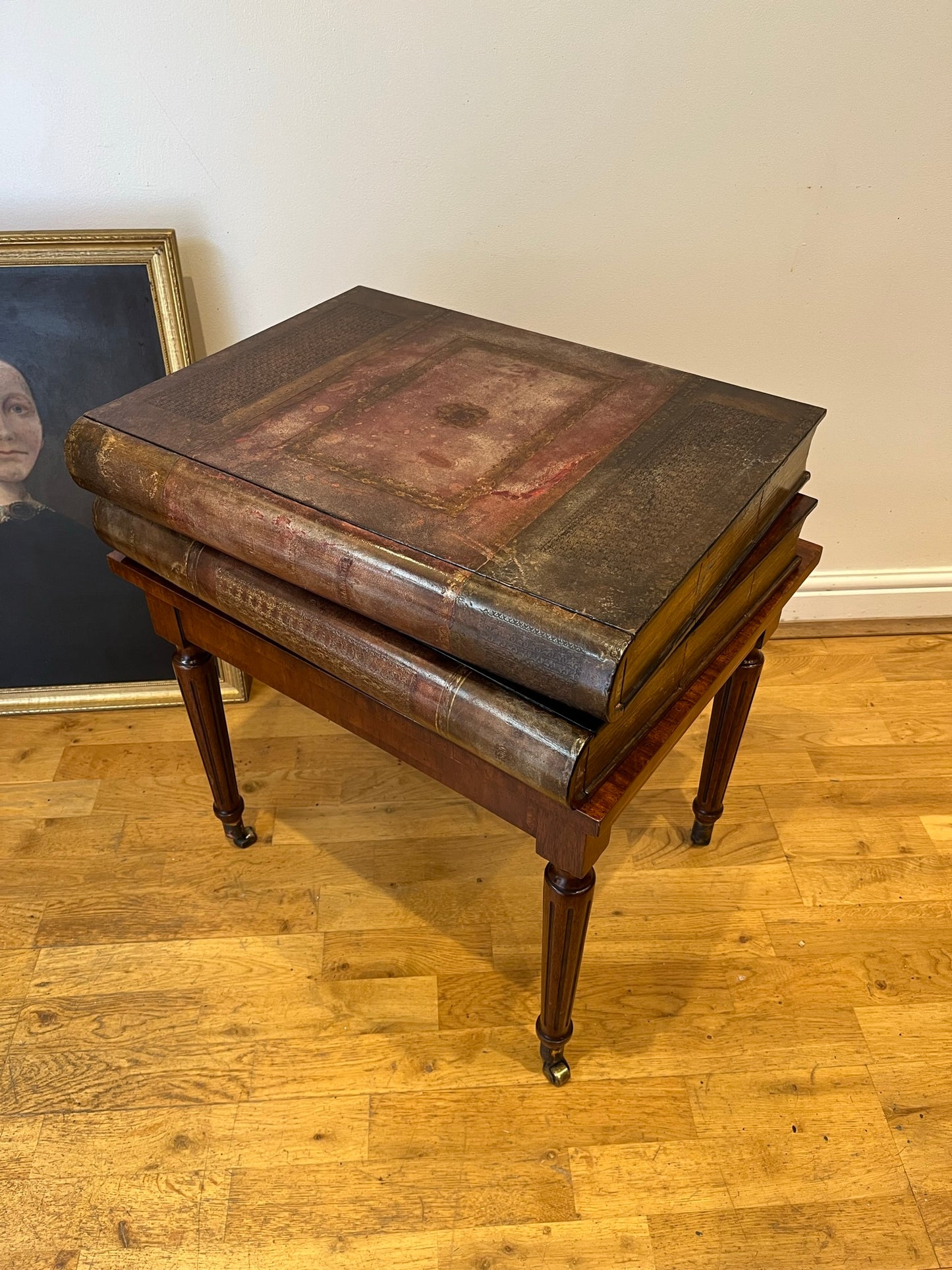 Maitland-Smith lamp table with hidden drawers.