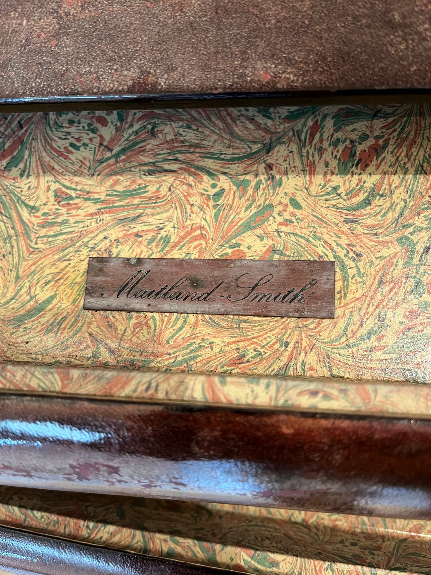 Maitland-Smith lamp table with hidden drawers.
