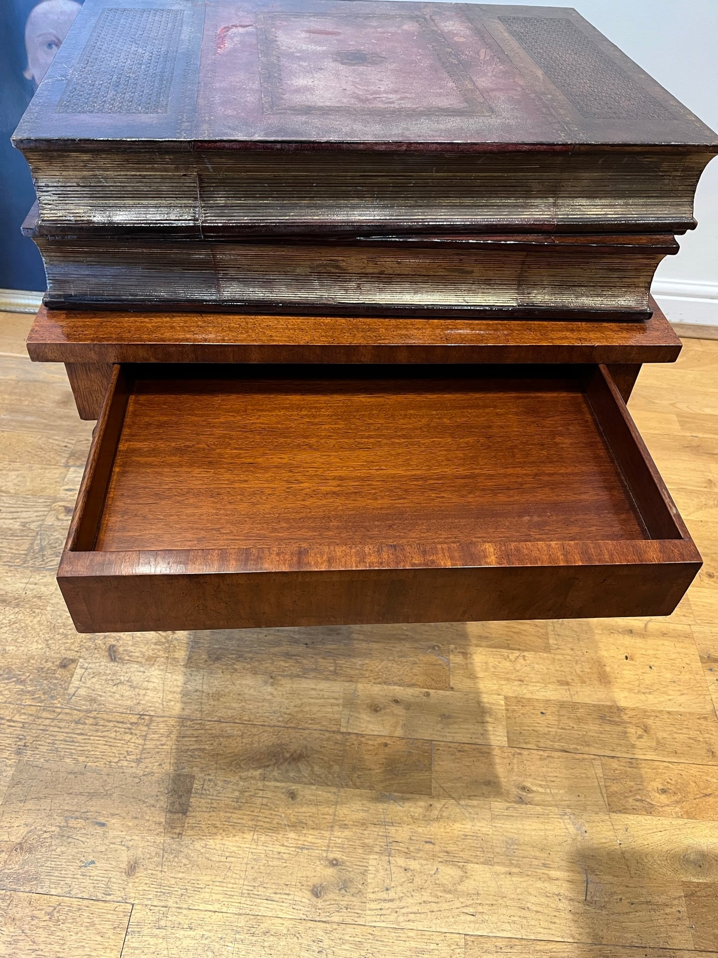 Maitland-Smith lamp table with hidden drawers.