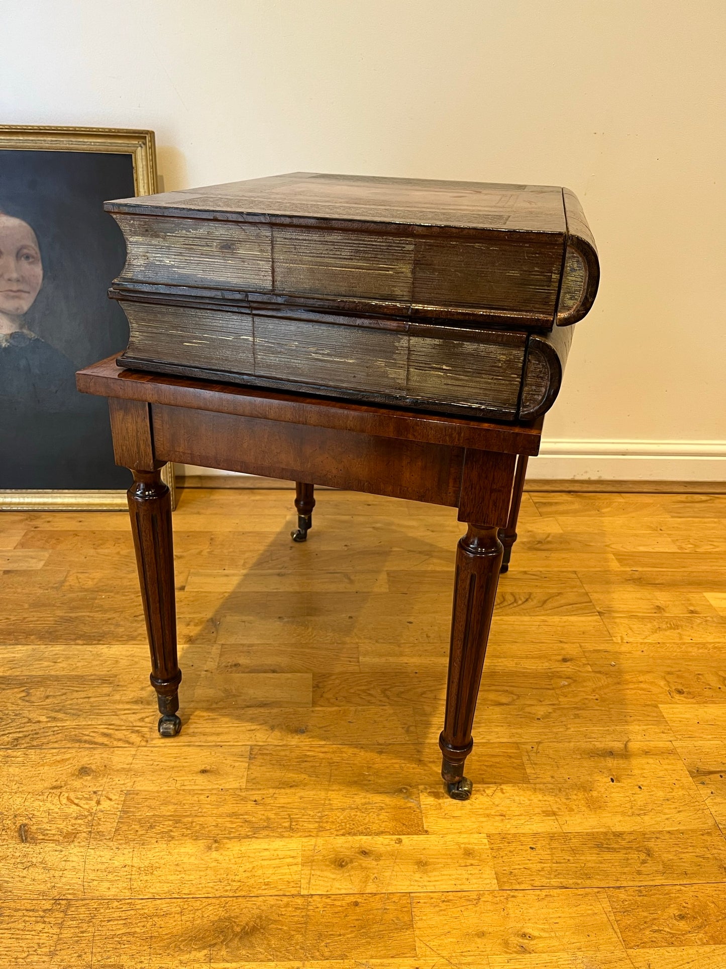 Maitland-Smith lamp table with hidden drawers.