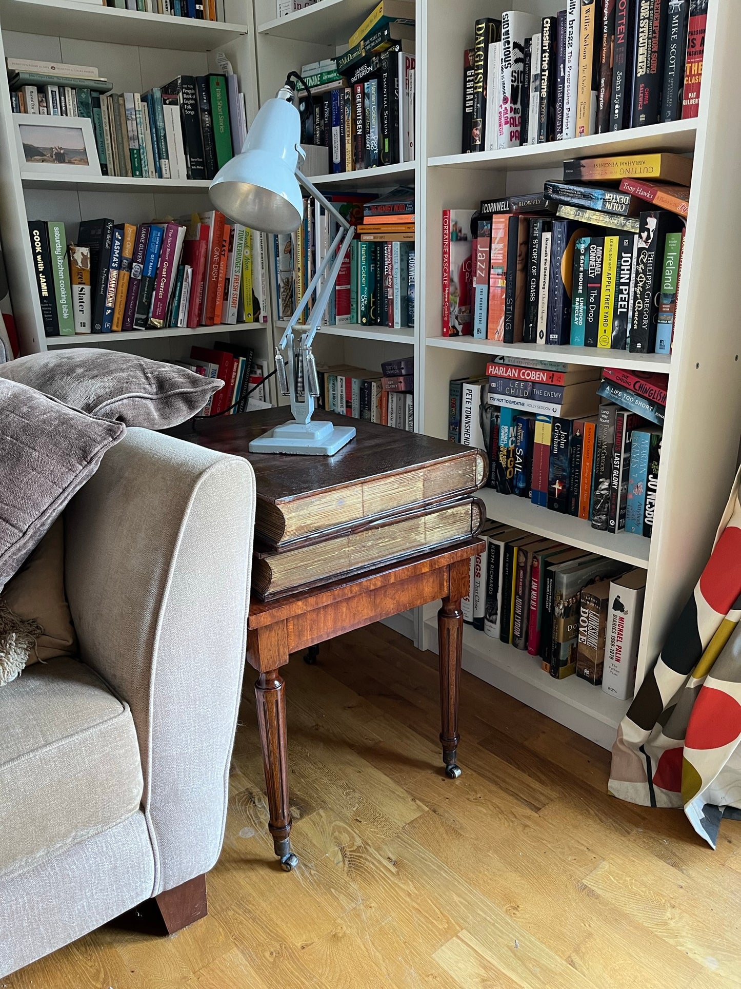 Maitland-Smith lamp table with hidden drawers.