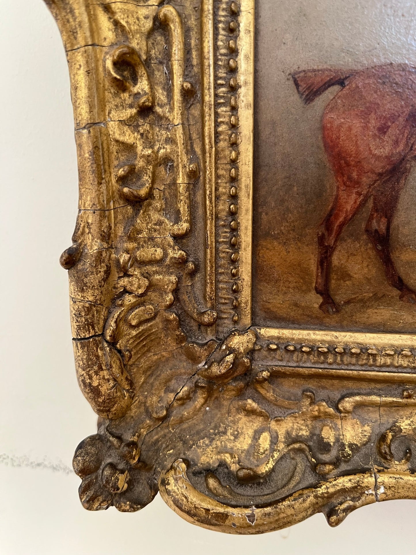 19th century naïve painting of a race horse, oil on board, framed.