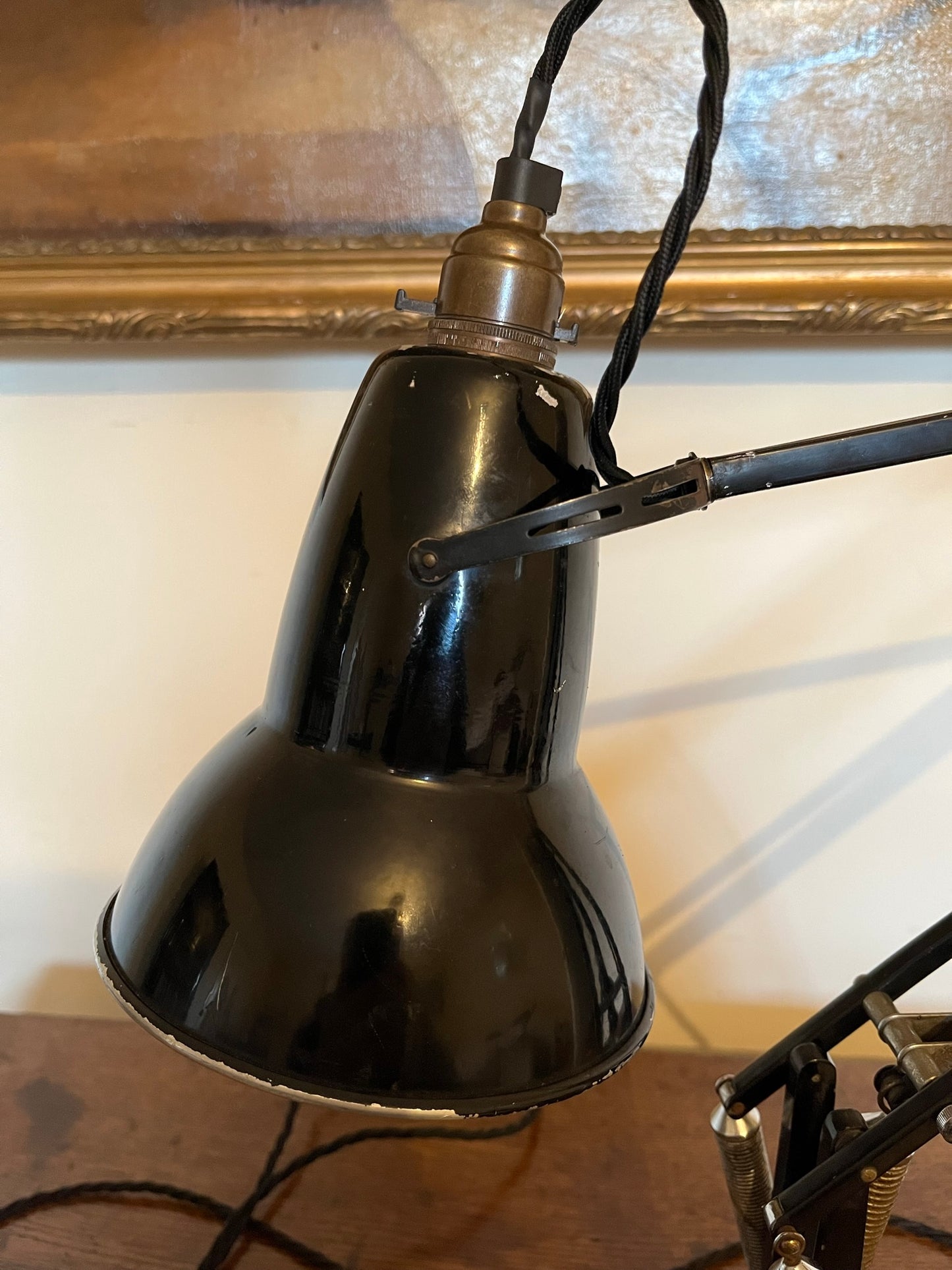 A matching pair of black Anglepoise desk lamps by Herbert Terry and Sons, 1940s.