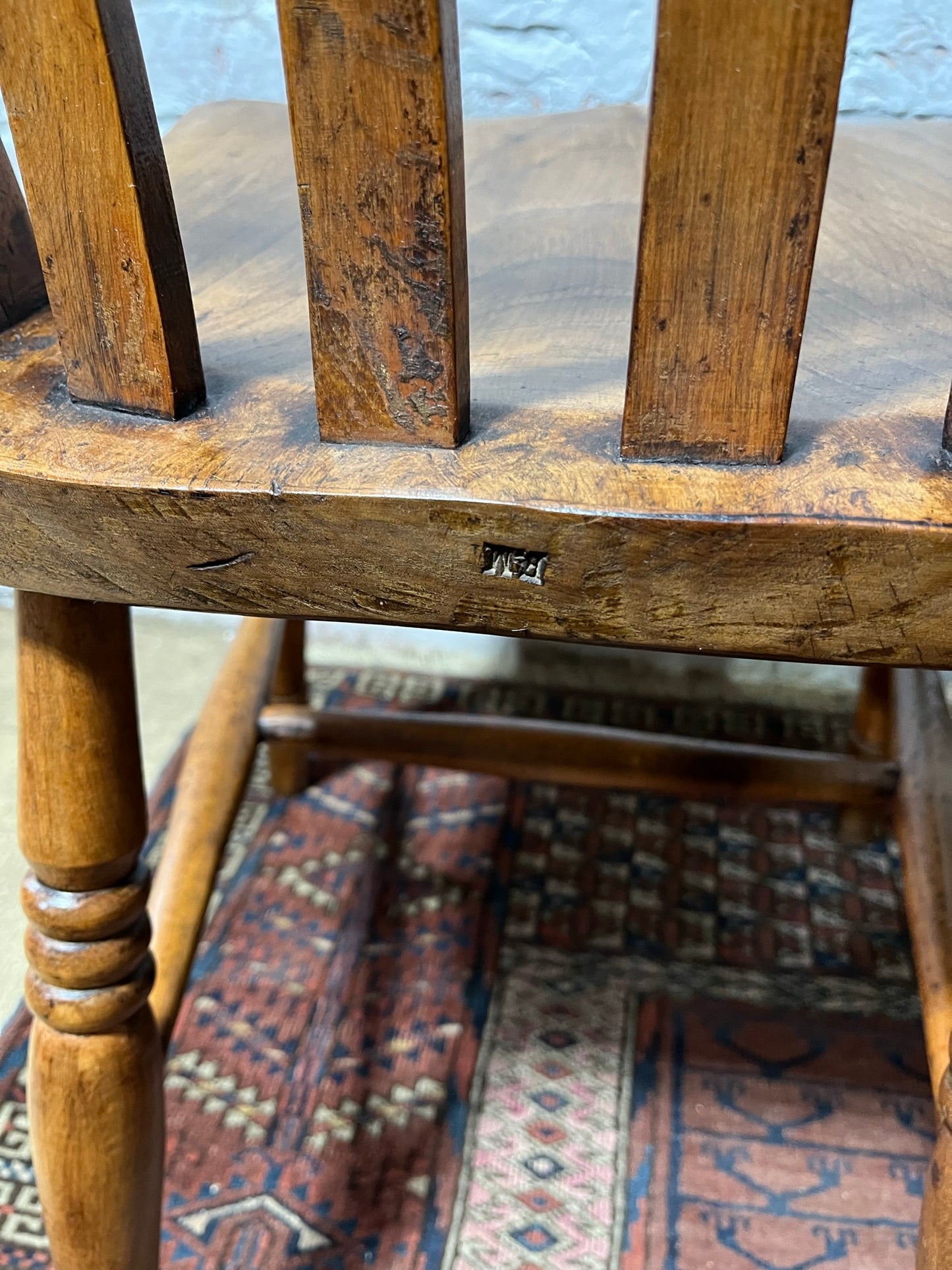 Set of 4 Victorian slat back farmhouse dining chairs.