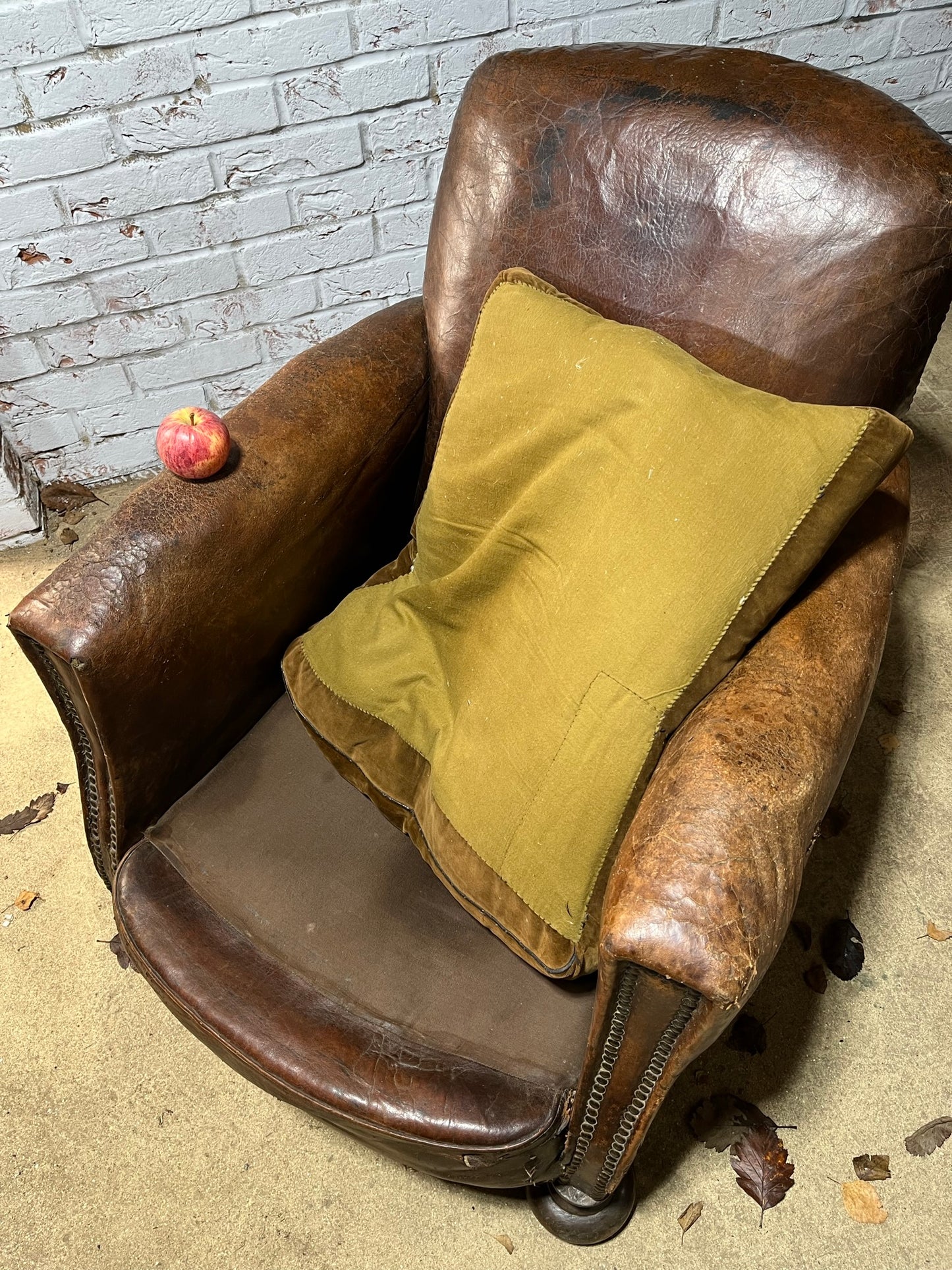 Late Victorian, French leather club armchair.