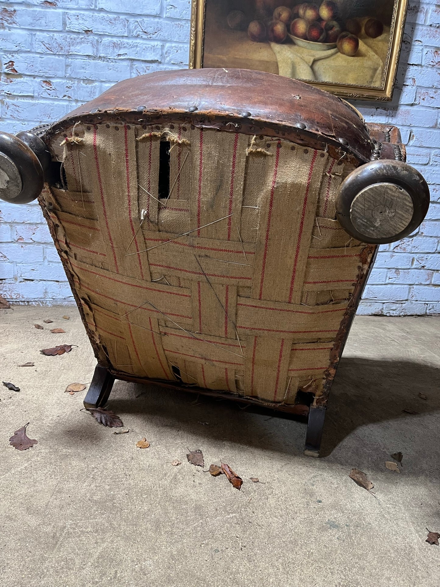 Late Victorian, French leather club armchair.