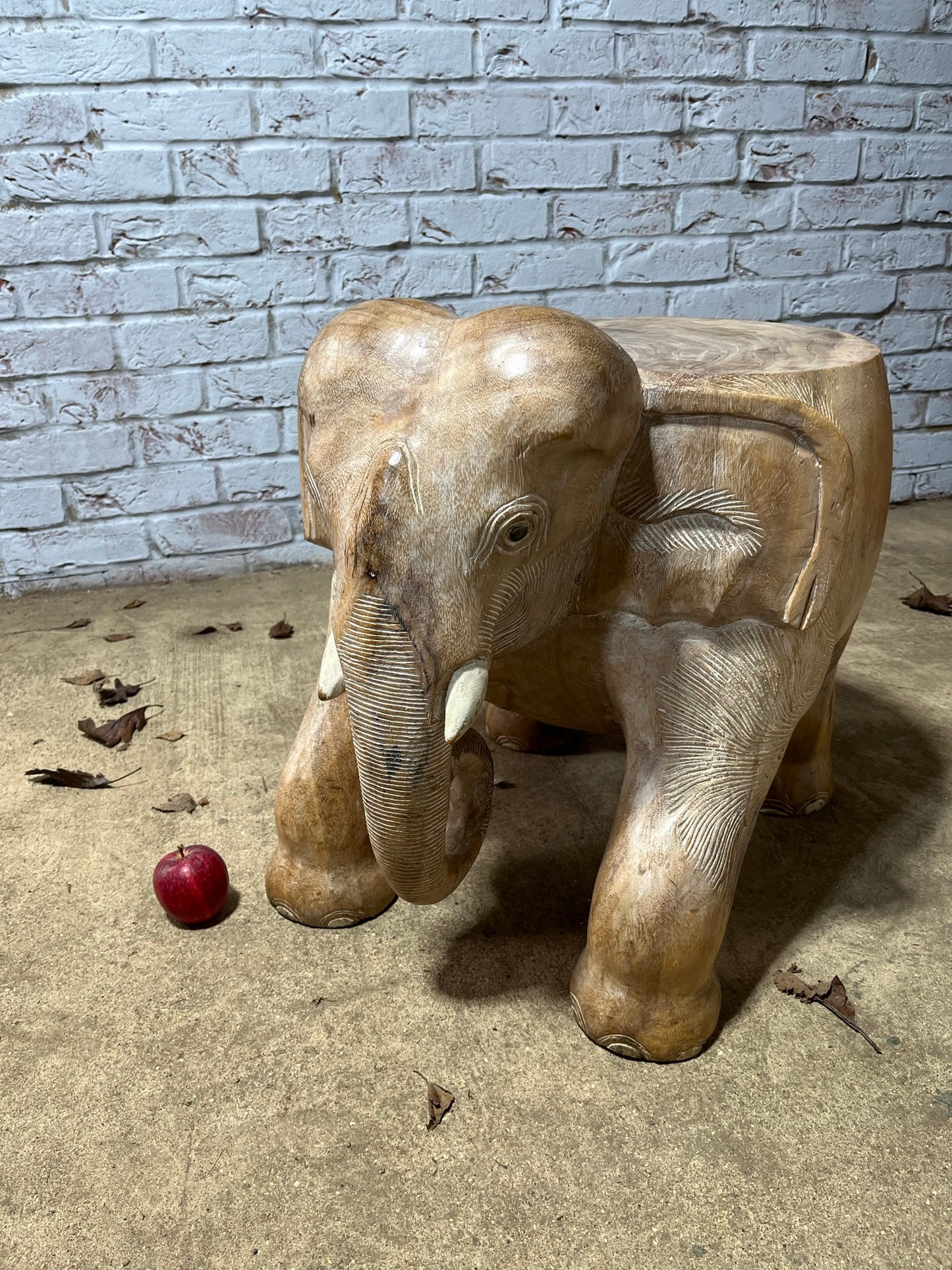 Vintage carved hardwood elephant table, stool or stand.