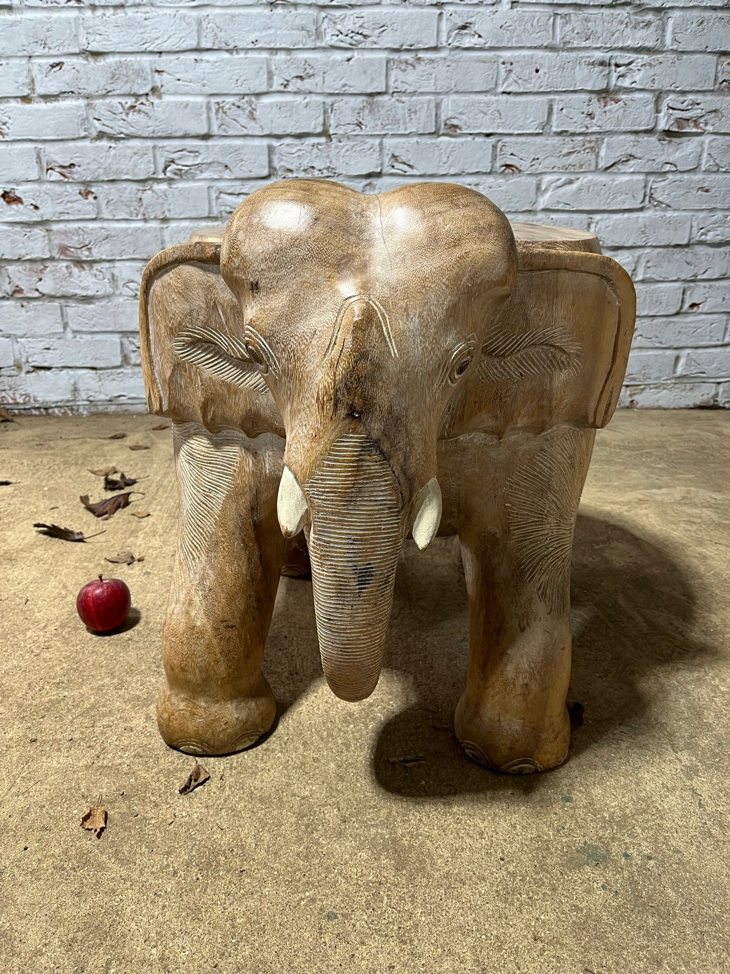 Vintage carved hardwood elephant table, stool or stand.