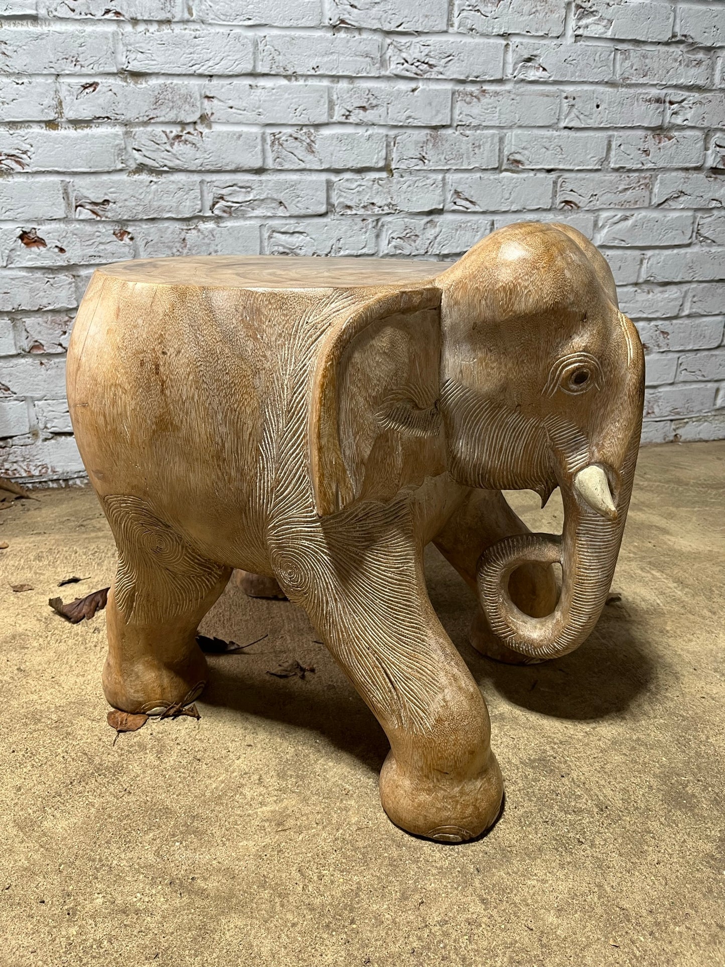 Vintage carved hardwood elephant table, stool or stand.