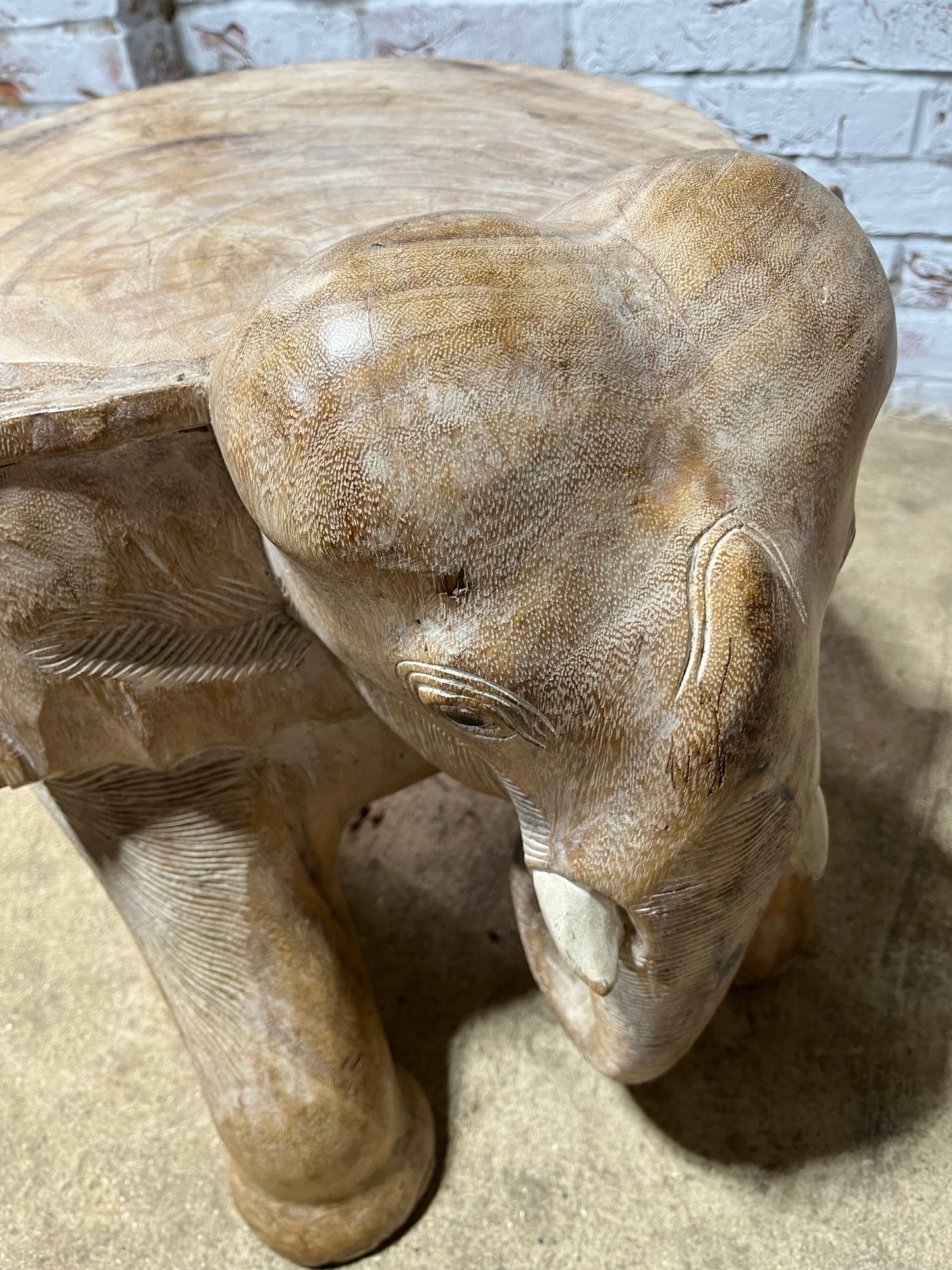 Vintage carved hardwood elephant table, stool or stand.