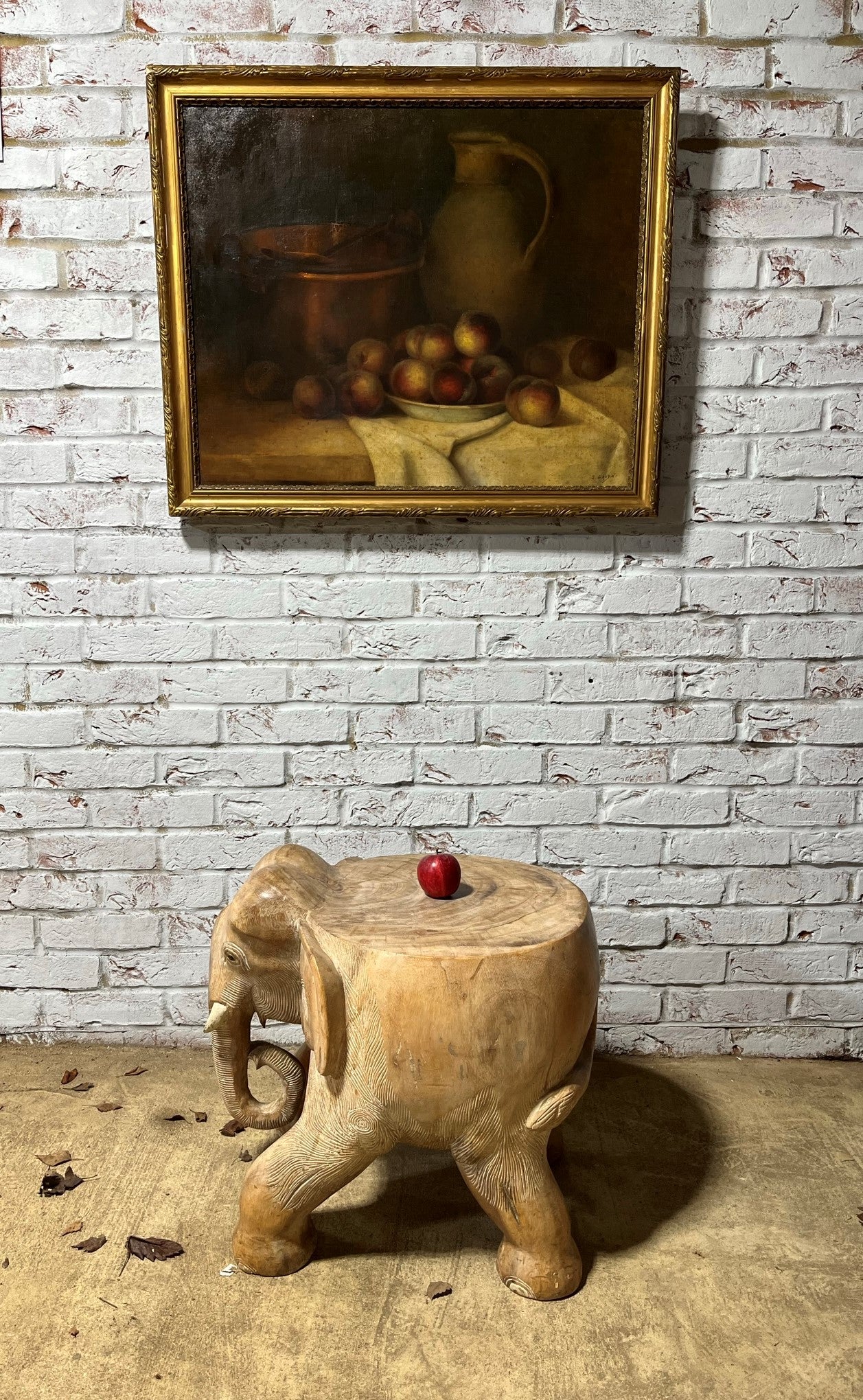 Vintage carved hardwood elephant table, stool or stand.