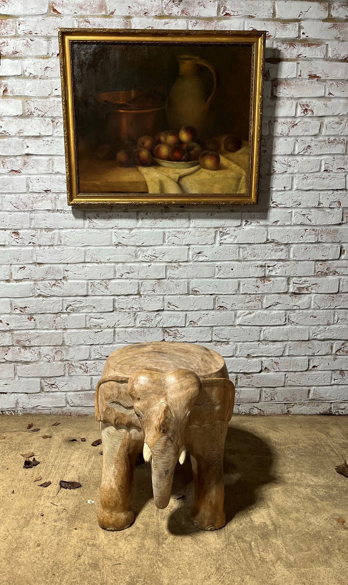 Vintage carved hardwood elephant table, stool or stand.