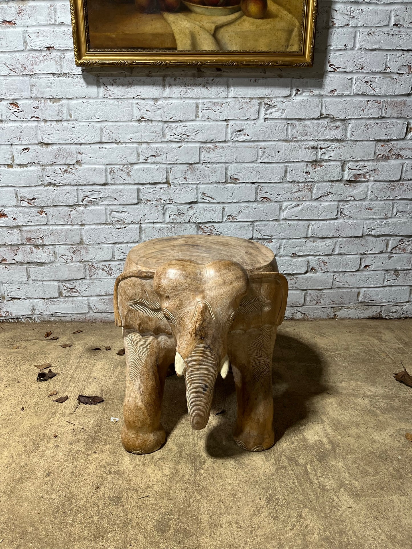 Vintage carved hardwood elephant table, stool or stand.