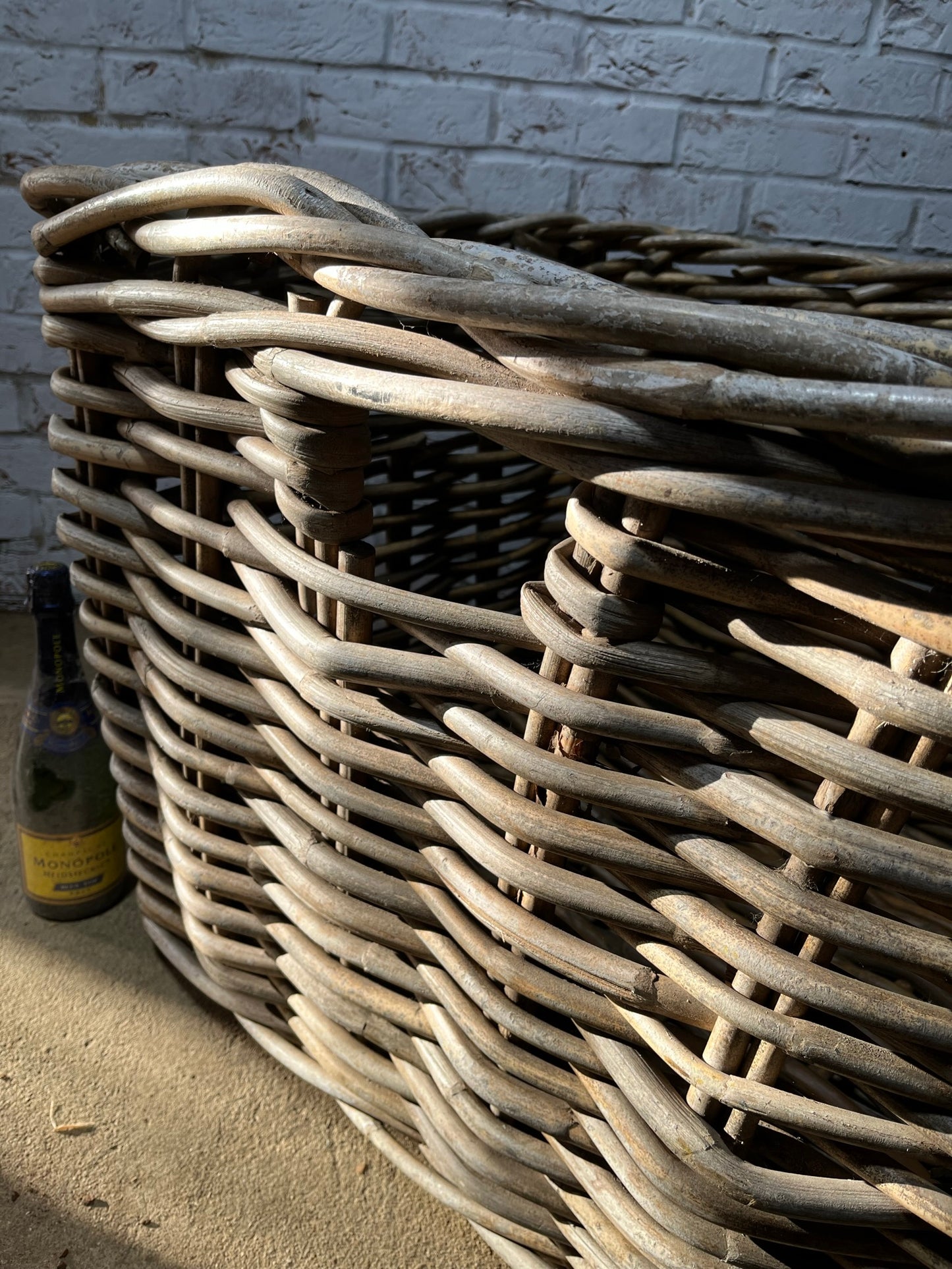 A superb very large country house wicker basket or log basket.