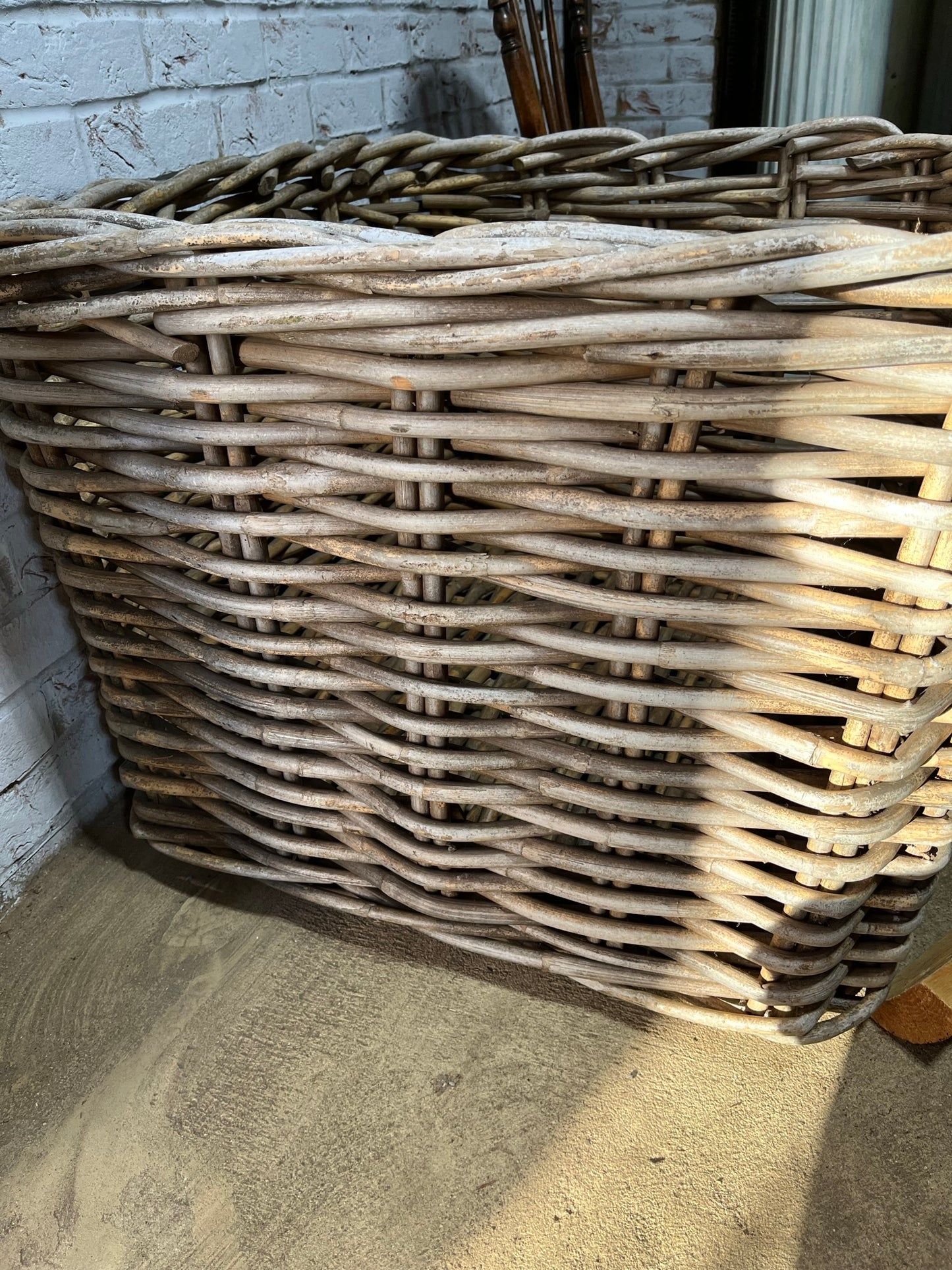 A superb very large country house wicker basket or log basket.