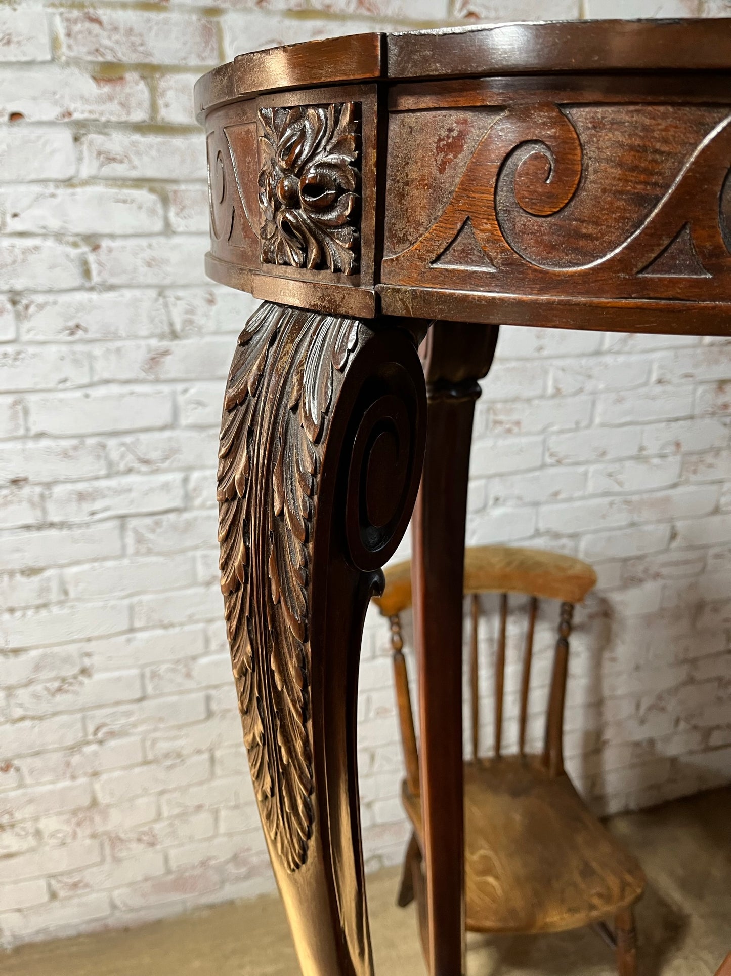A very large mahogany plant stand, torchere or jardiniere.