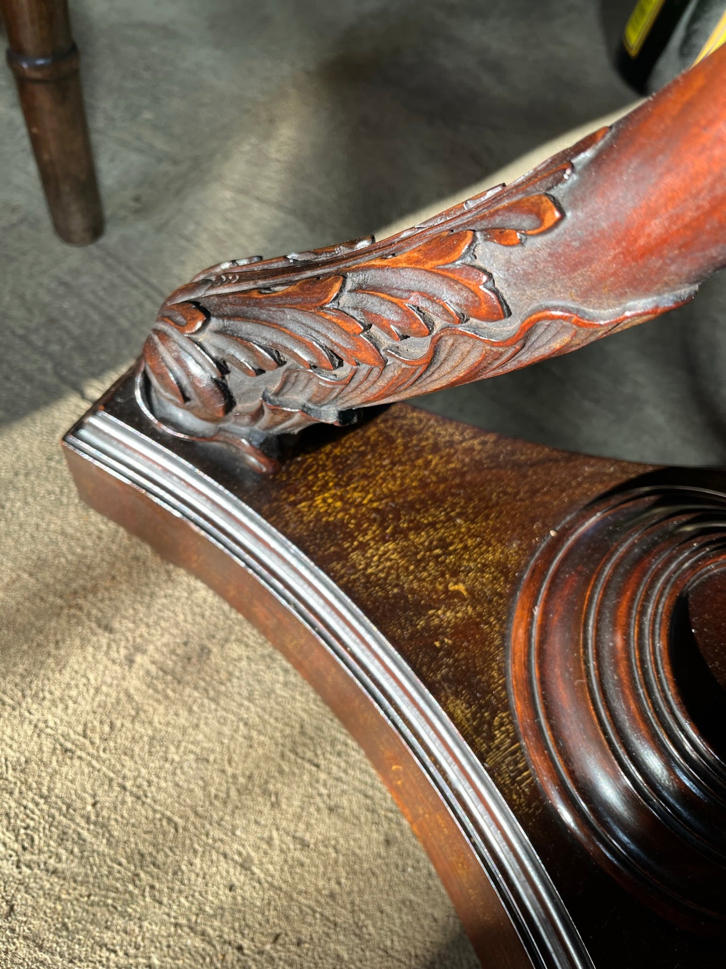 A very large mahogany plant stand, torchere or jardiniere.