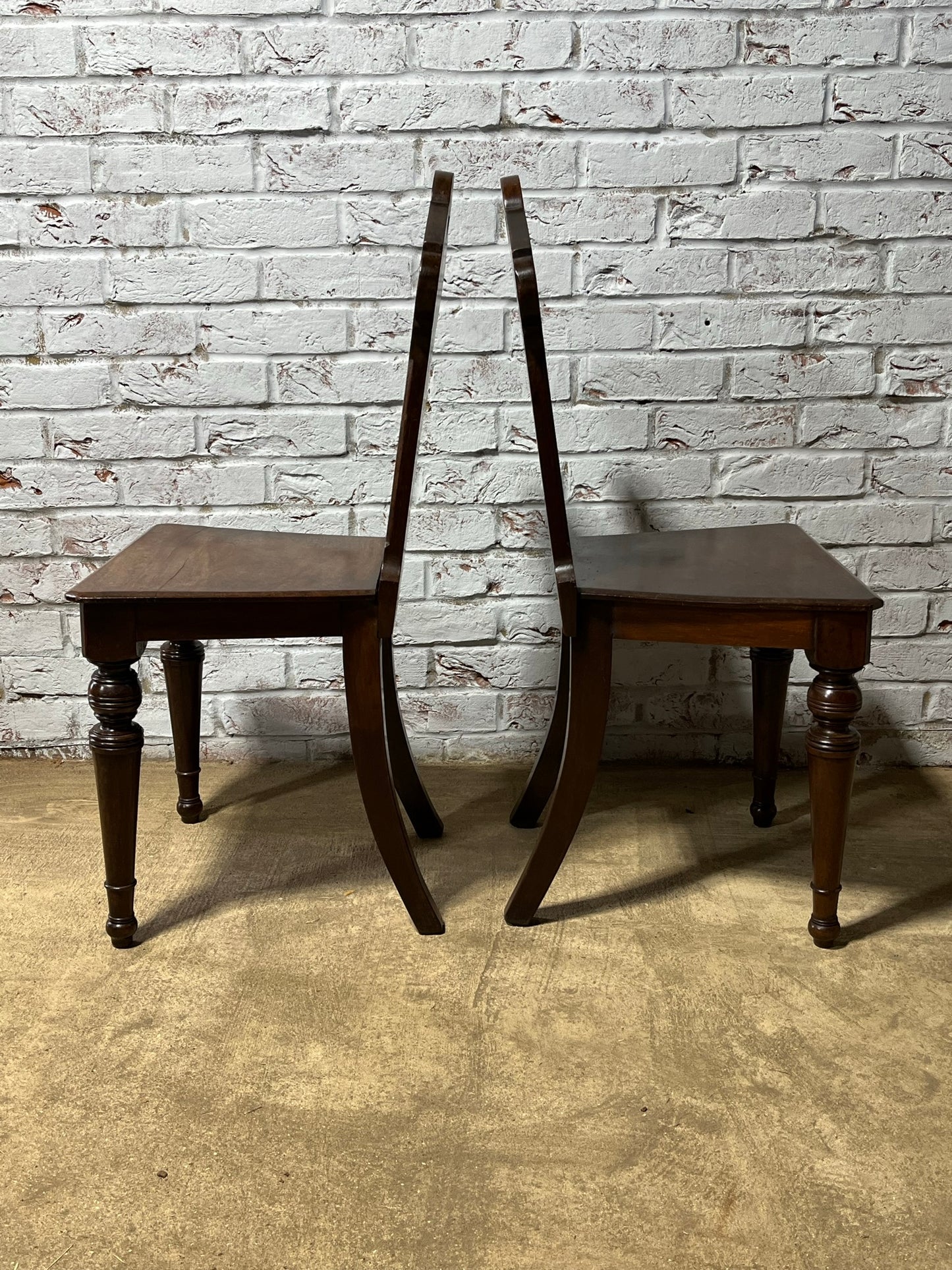 A pair of Gothic hall chairs.