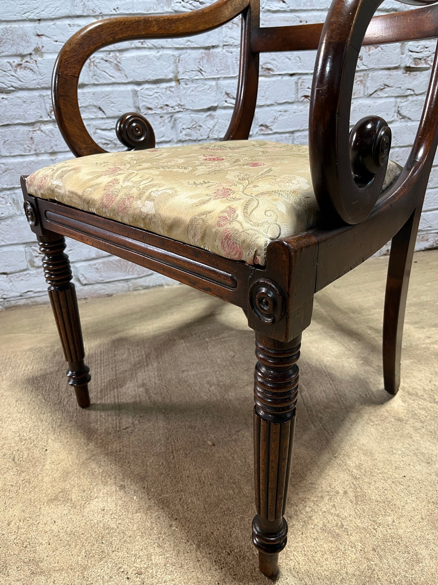 Regency desk, carver or elbow chair
