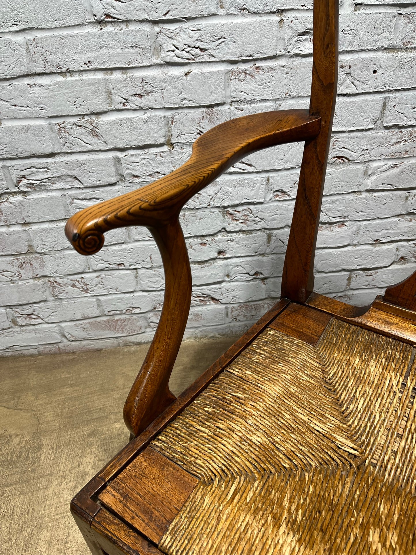 Early 19th century Georgian elm carver or open armchair.