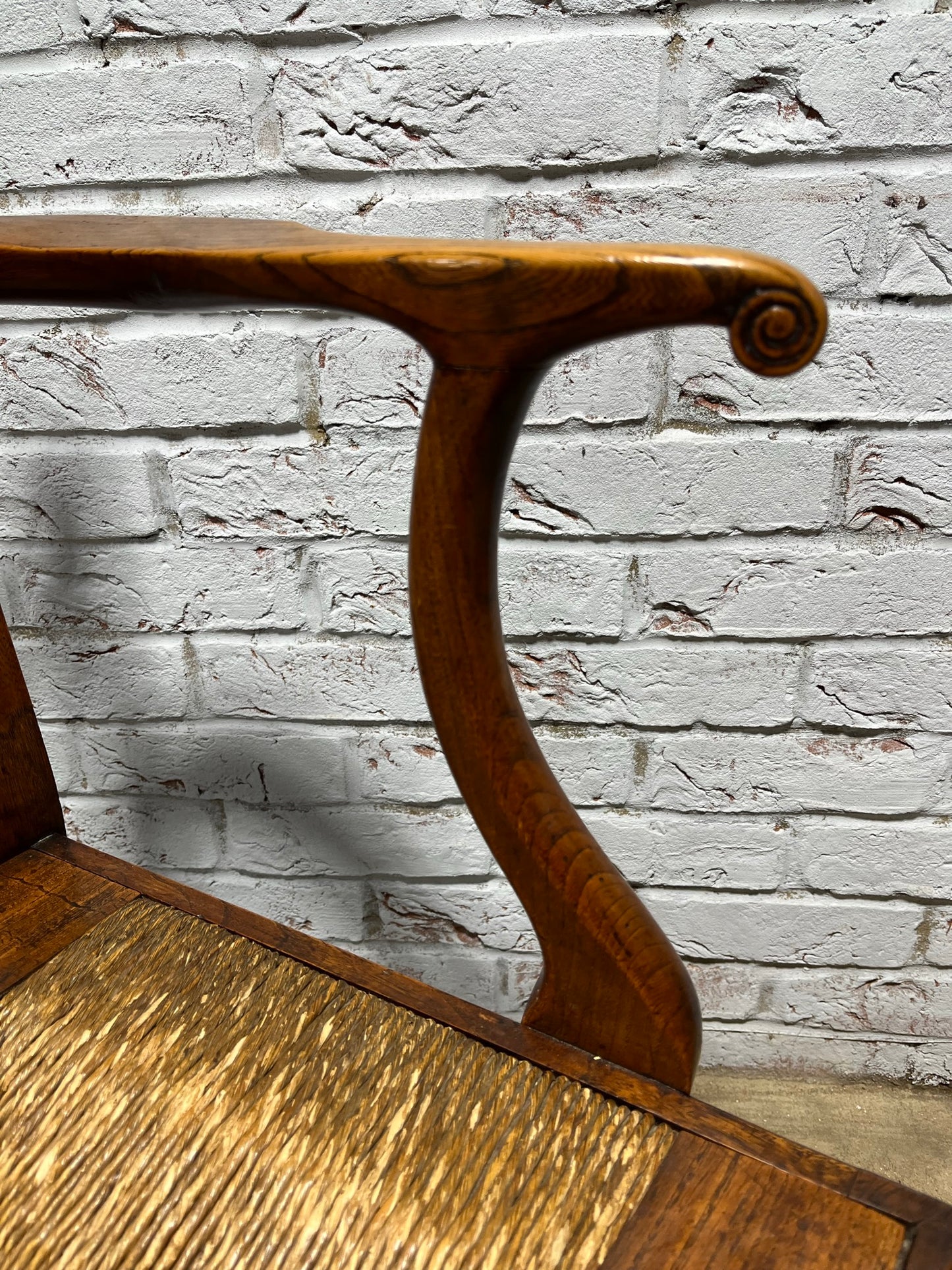 Early 19th century Georgian elm carver or open armchair.