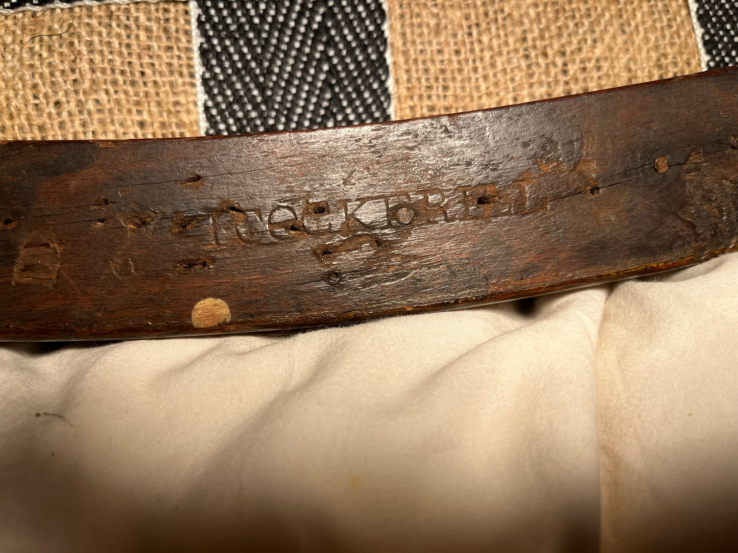 Upholstered Arts & Crafts ‘Sussex’ chair, late 19th/early 20th century, stamped.