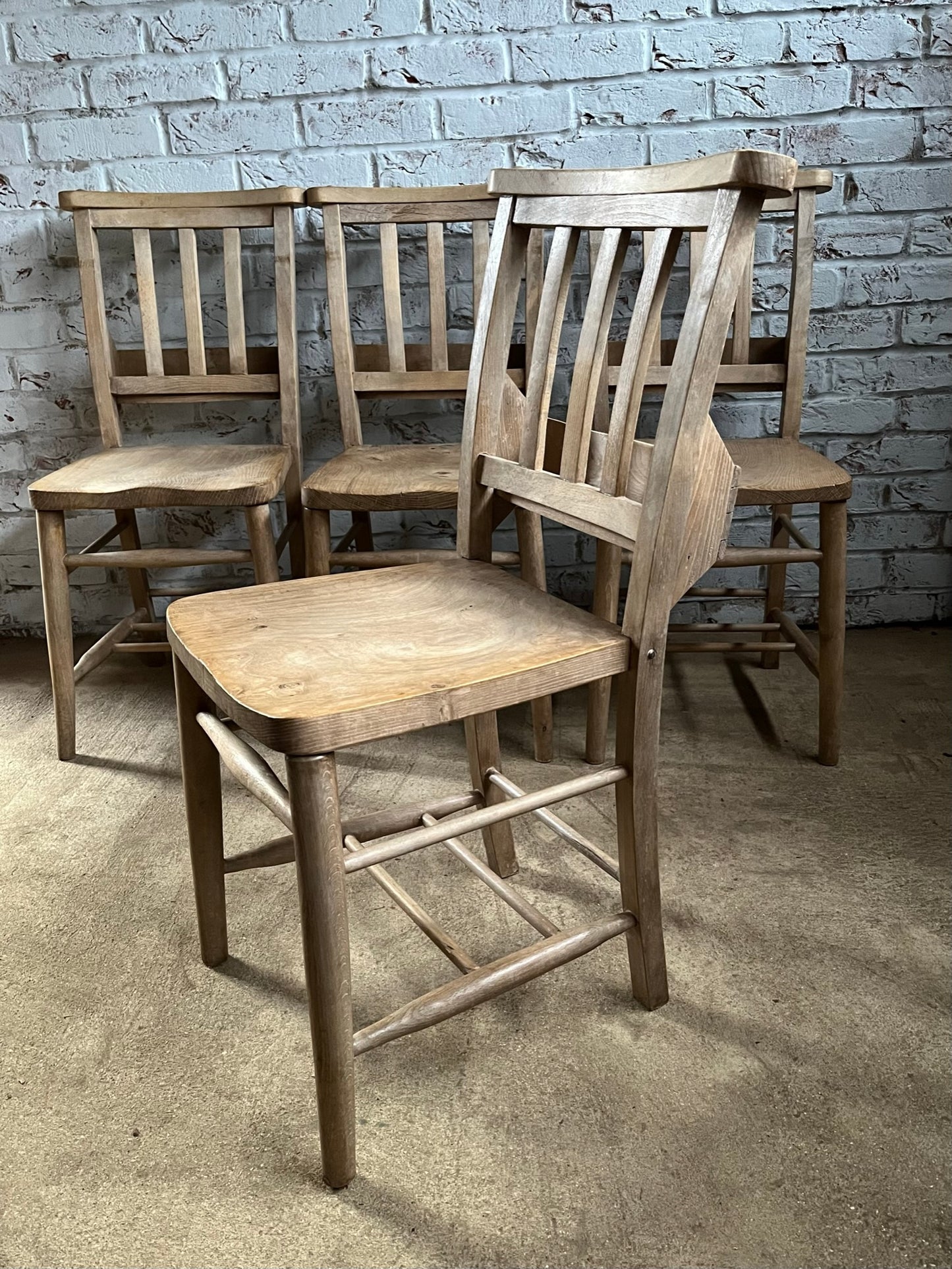 Set of 4 vintage  chapel chairs.