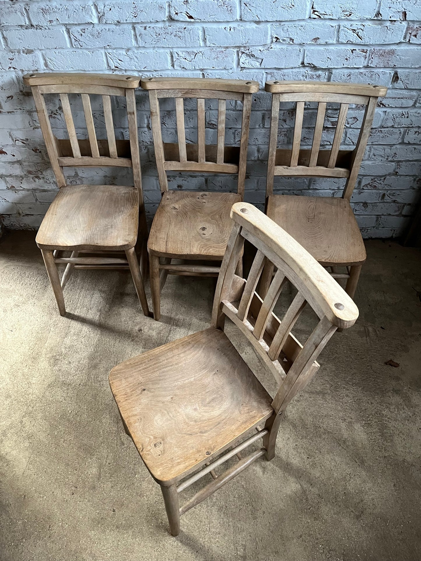 Set of 4 vintage  chapel chairs.
