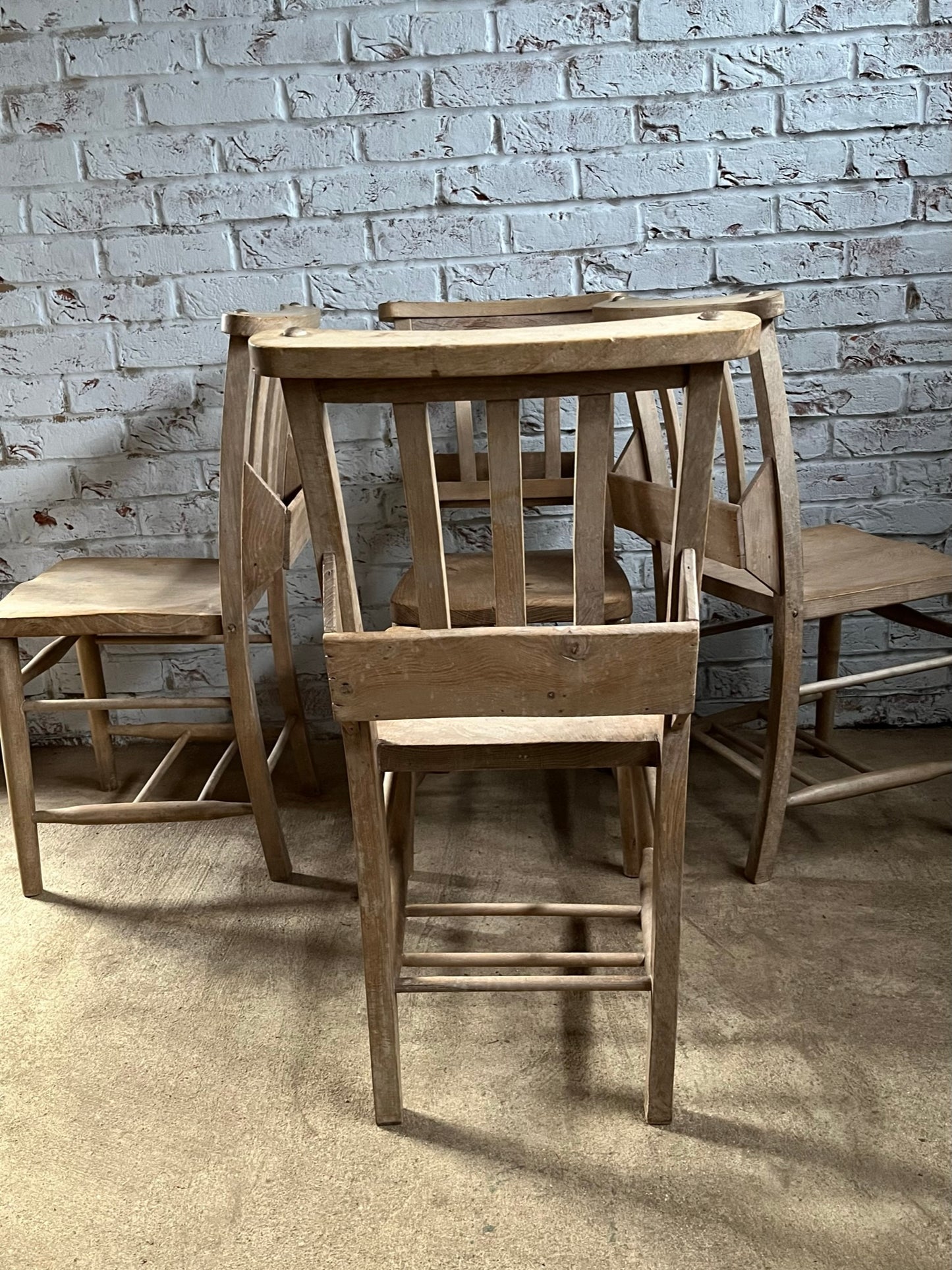 Set of 4 vintage  chapel chairs.
