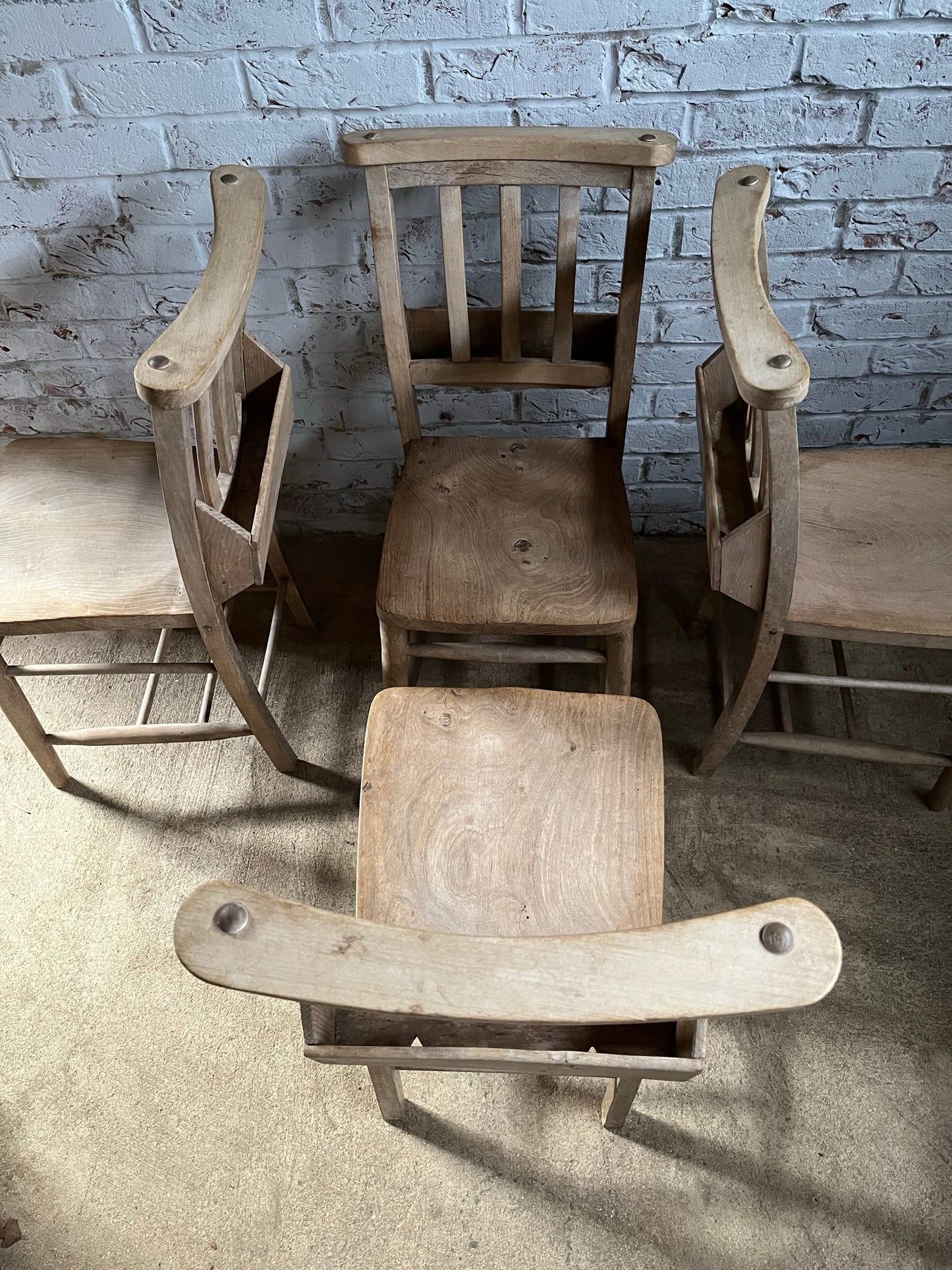 Set of 4 vintage  chapel chairs.