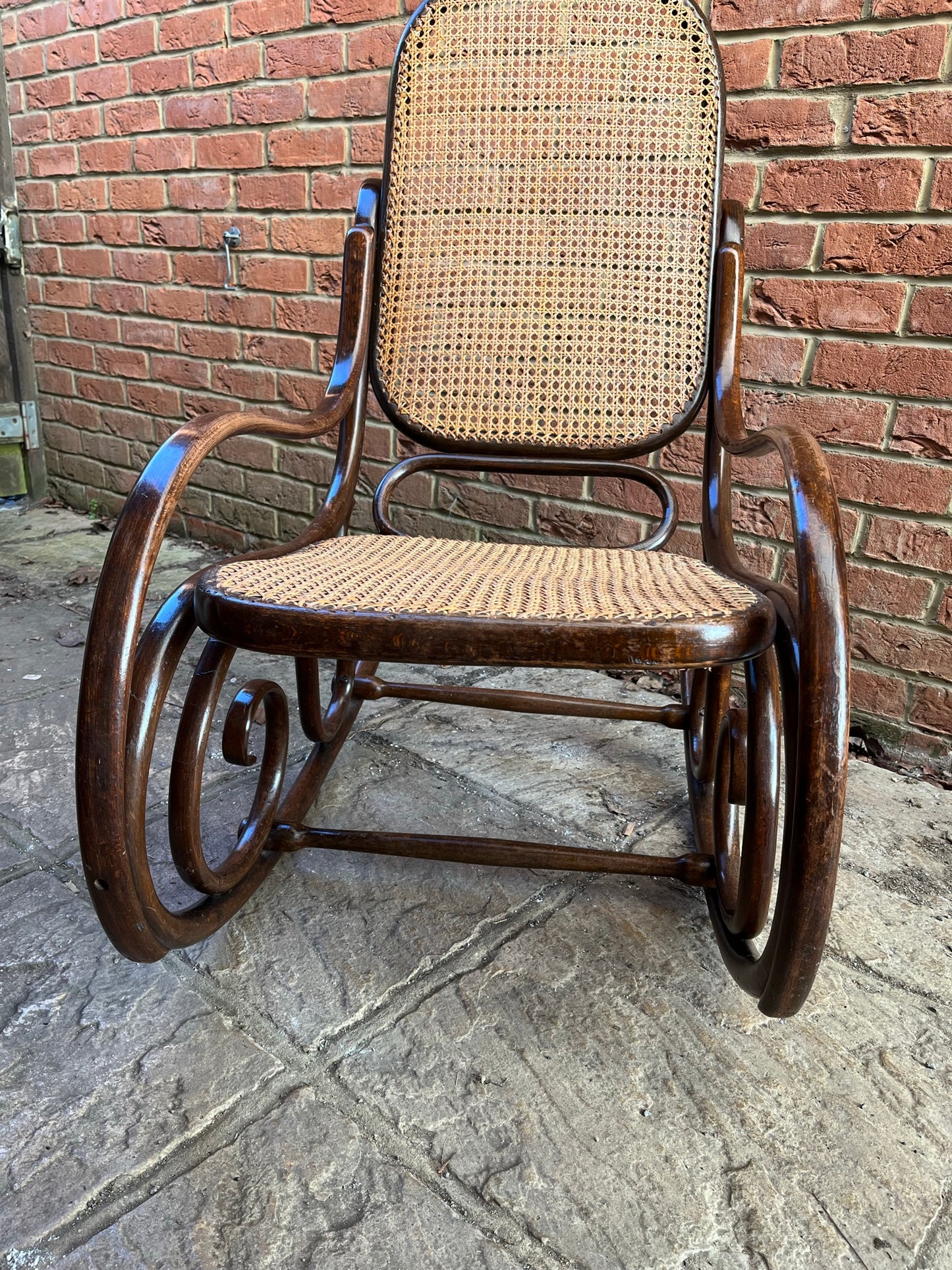 Original and stamped Thonet bentwood rocking chair, Model No. 10.