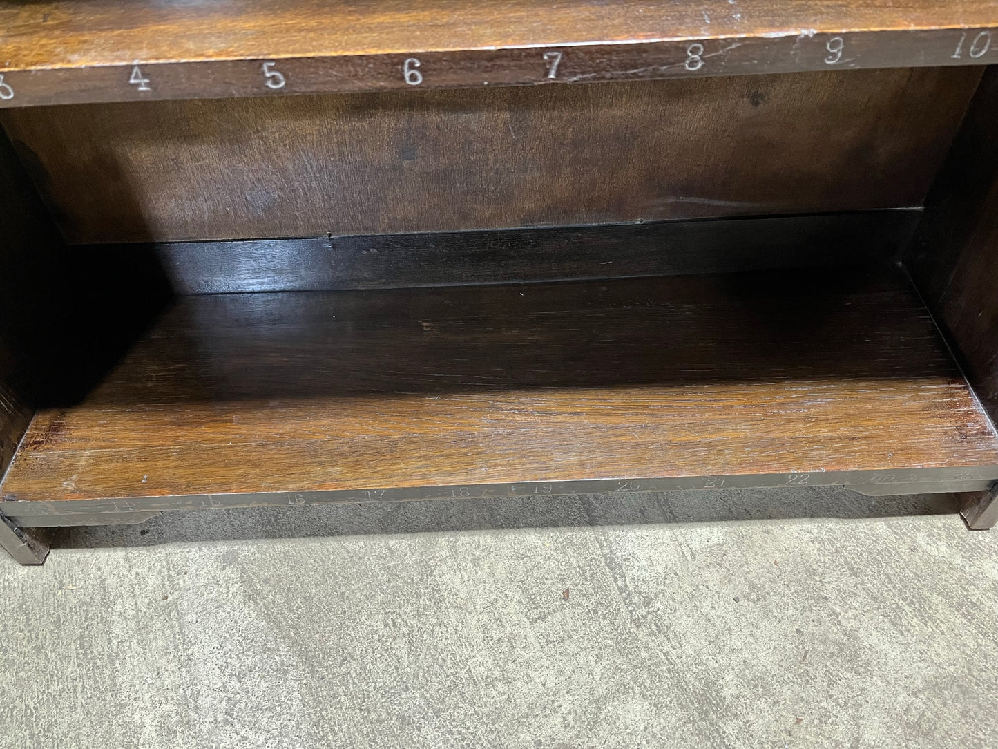 Arts and crafts oak freestanding open bookcase.
