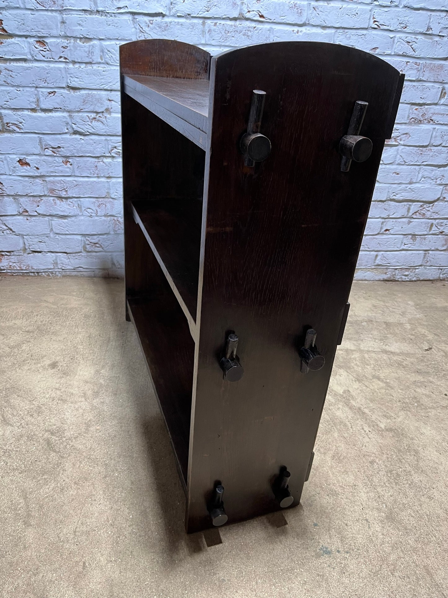 Arts and crafts oak freestanding open bookcase.