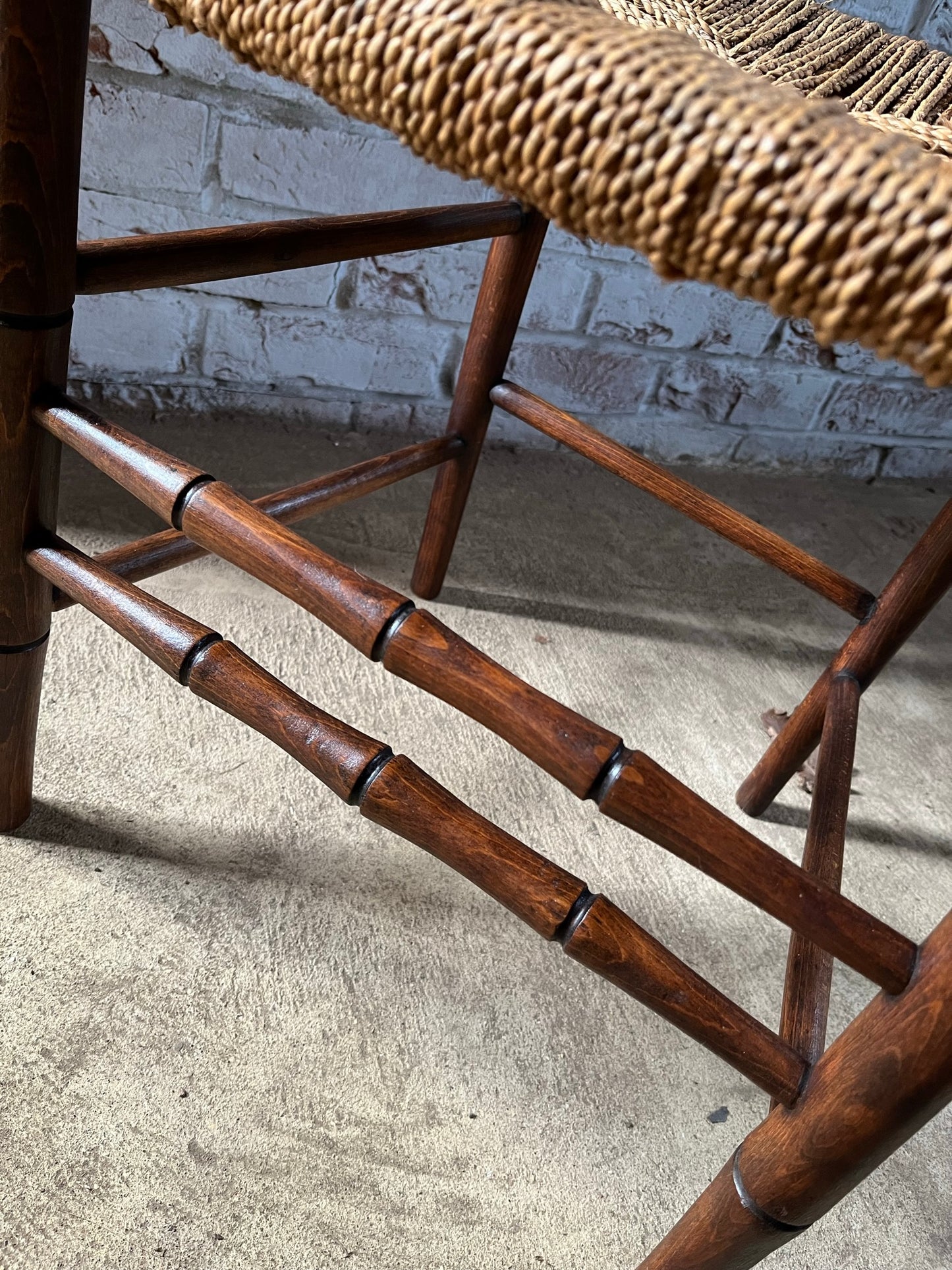 Antique spindle and bobbin back country side chair.