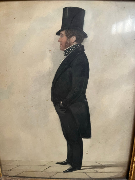 19th century water colour of a City gent.