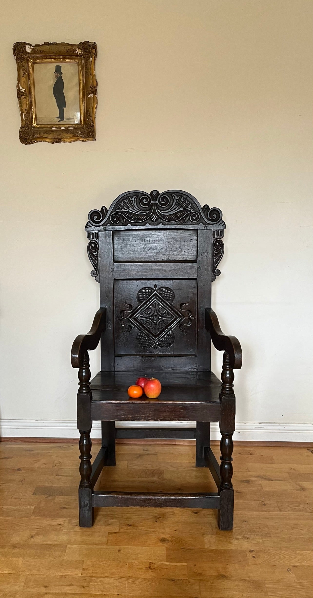 A large oak Wainscot chair.