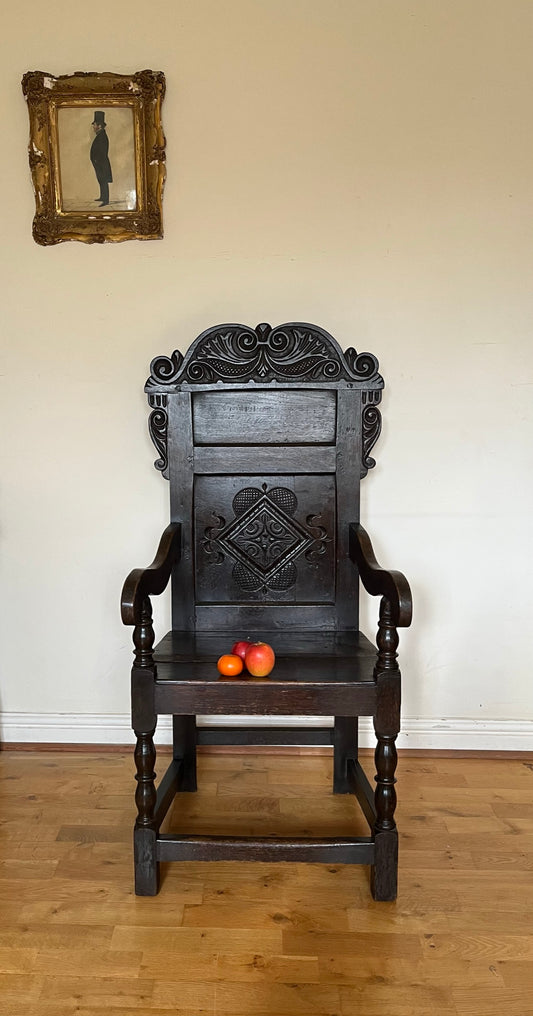 A large oak Wainscot chair.