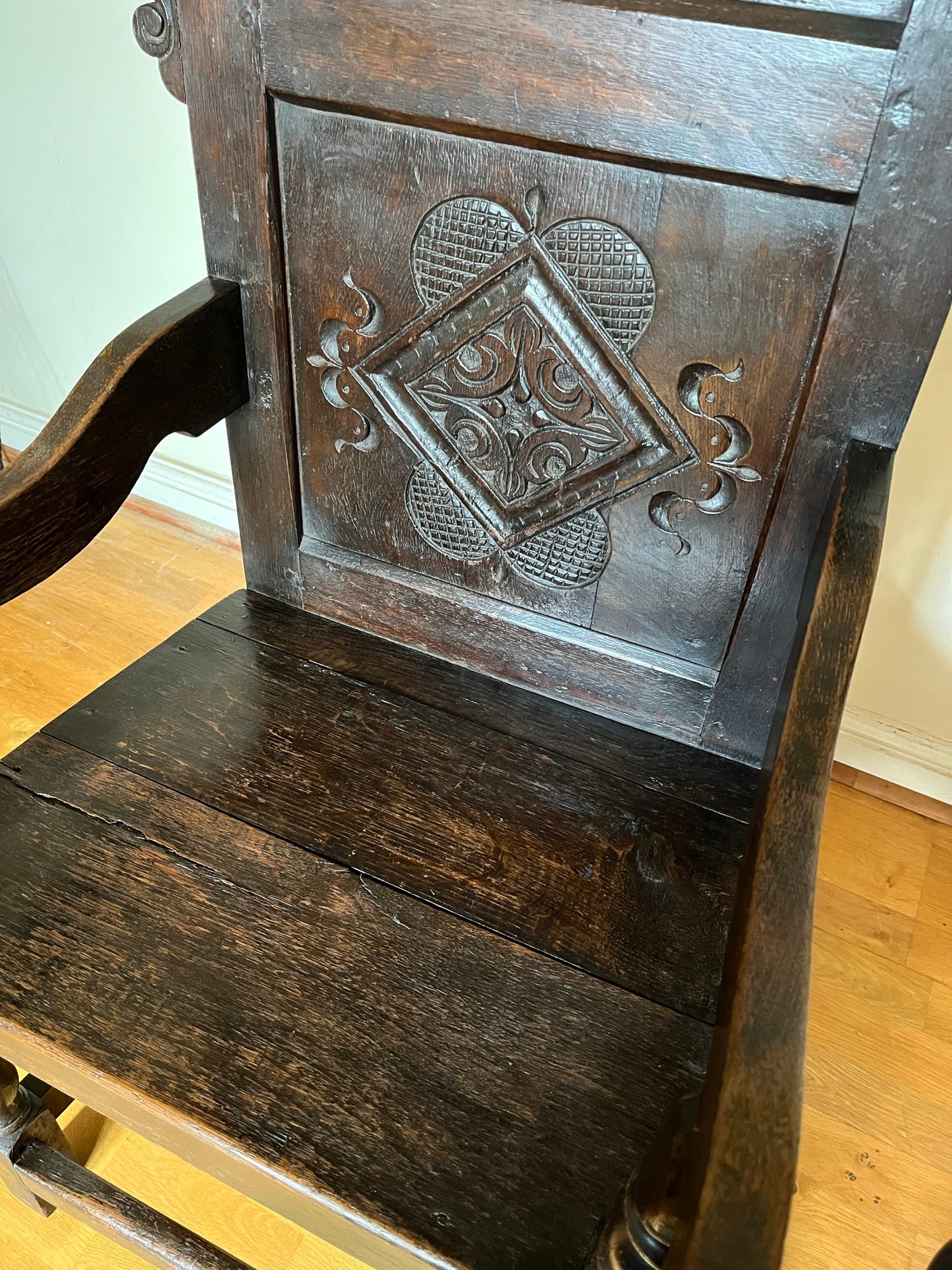 A large oak Wainscot chair.