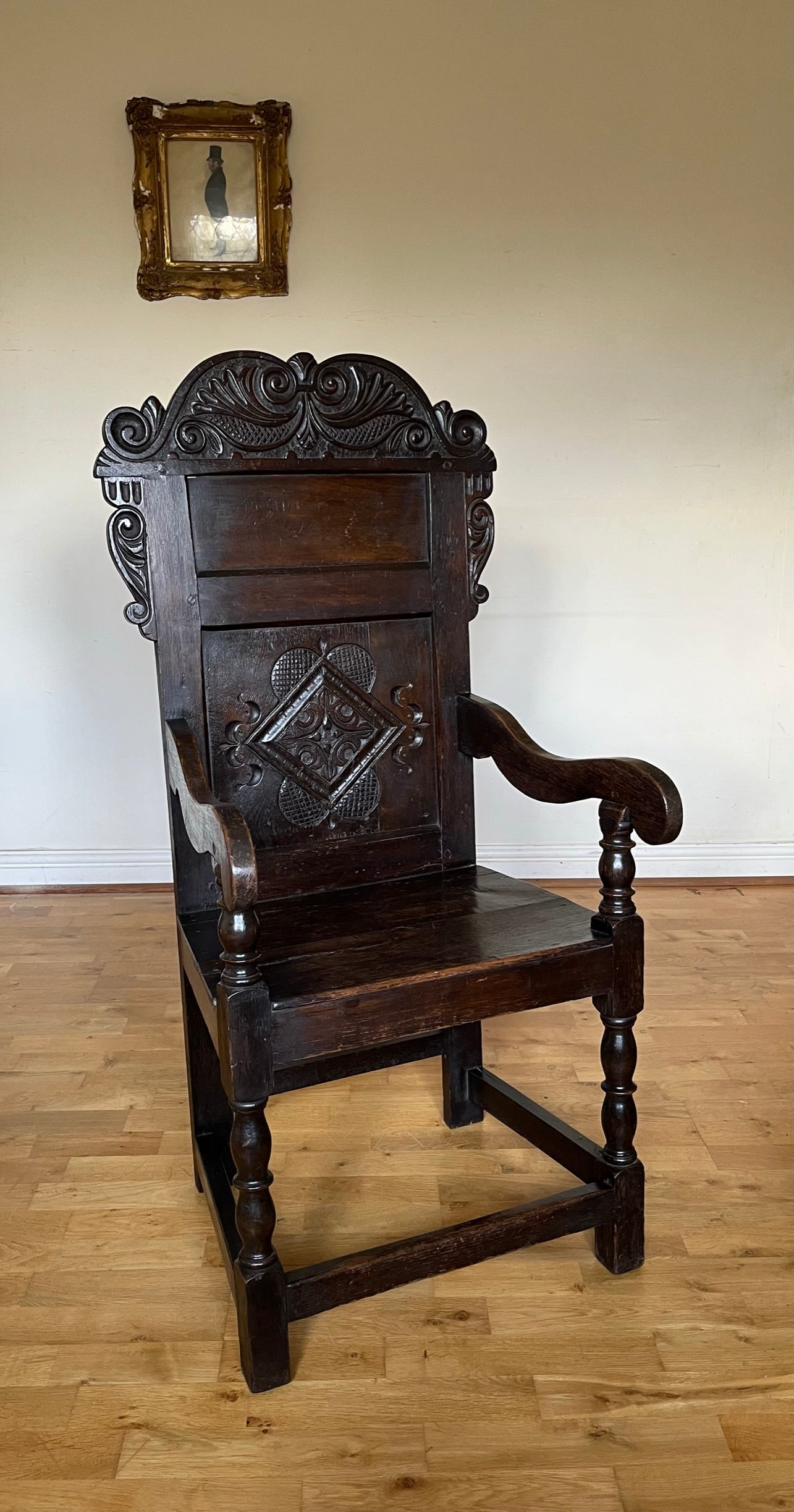 A large oak Wainscot chair.