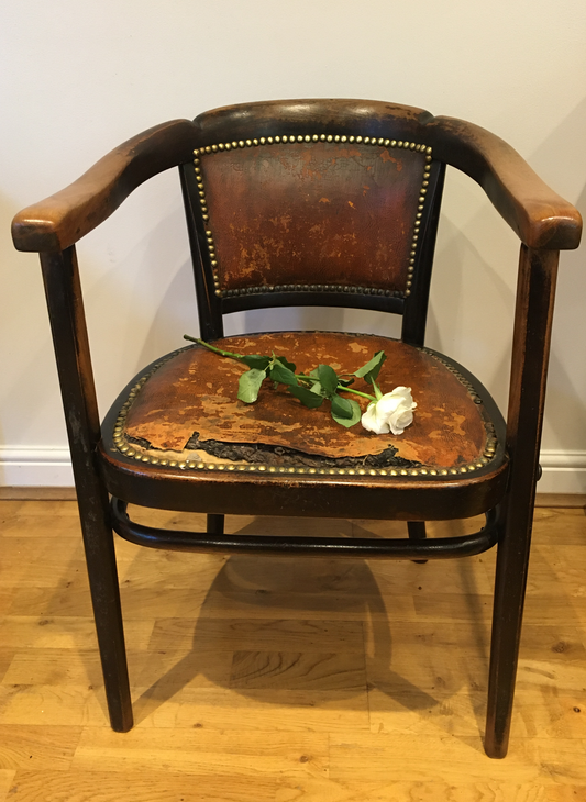 Rare Thonet tub chair/armchair with rexine seat and back