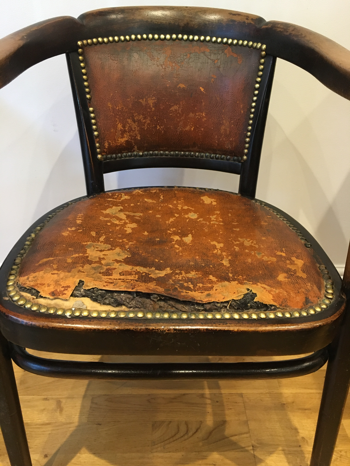 Rare Thonet tub chair/armchair with rexine seat and back