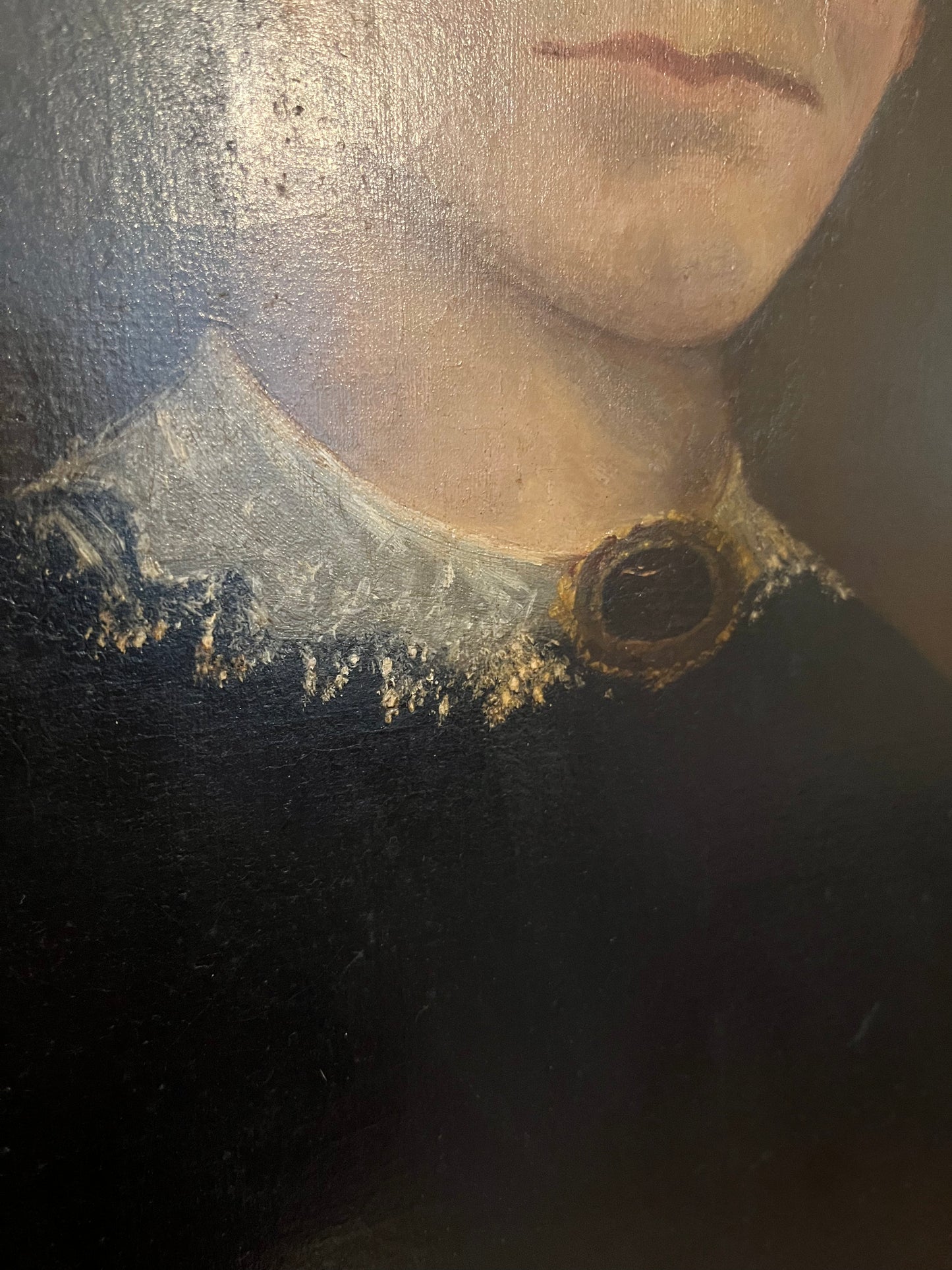 19th century naive portrait of a lady, oil on canvas.