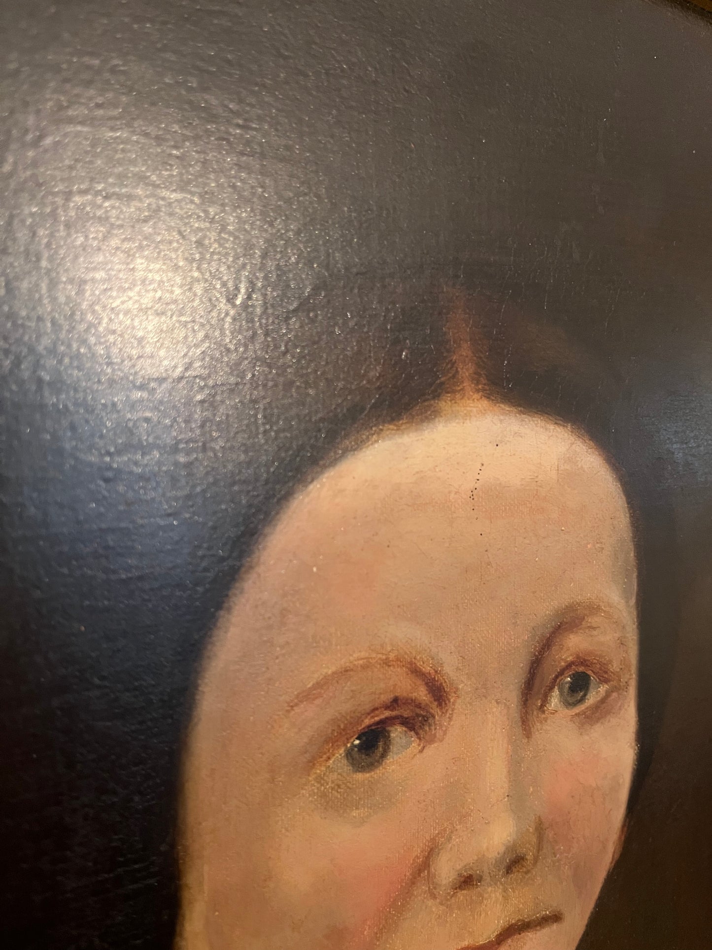 19th century naive portrait of a lady, oil on canvas.