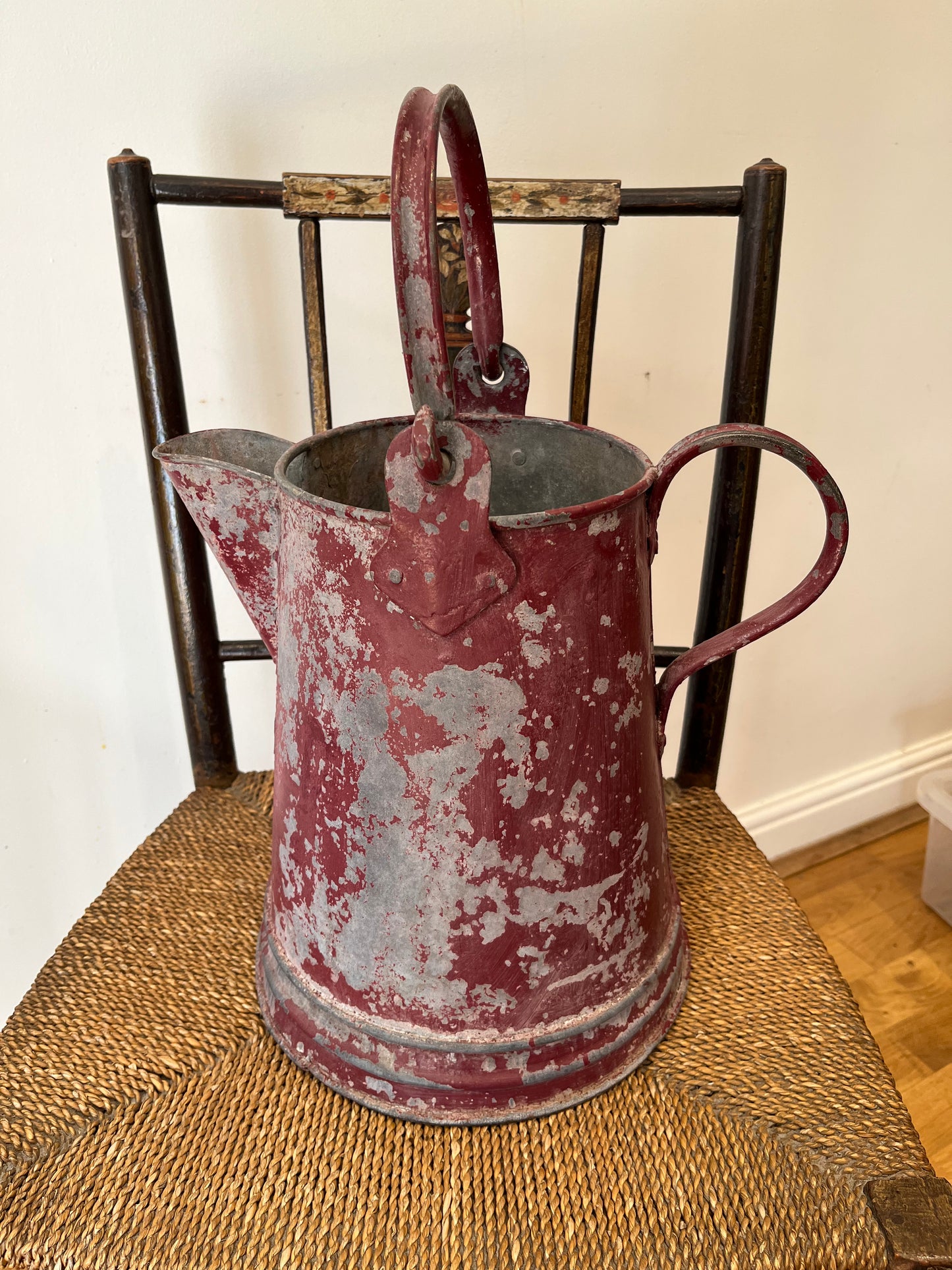 Large painted galvanised jug