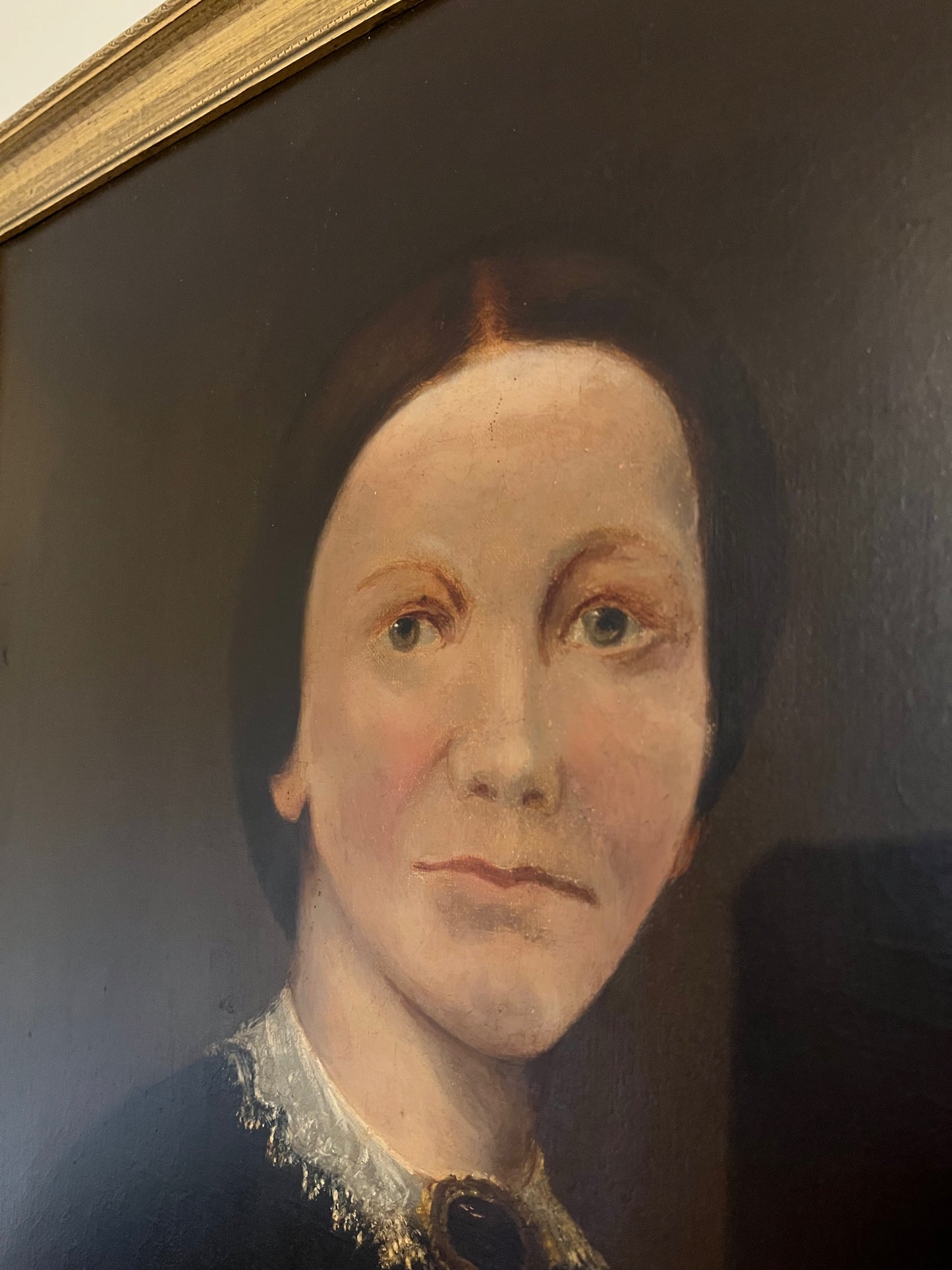 19th century naive portrait of a lady, oil on canvas.